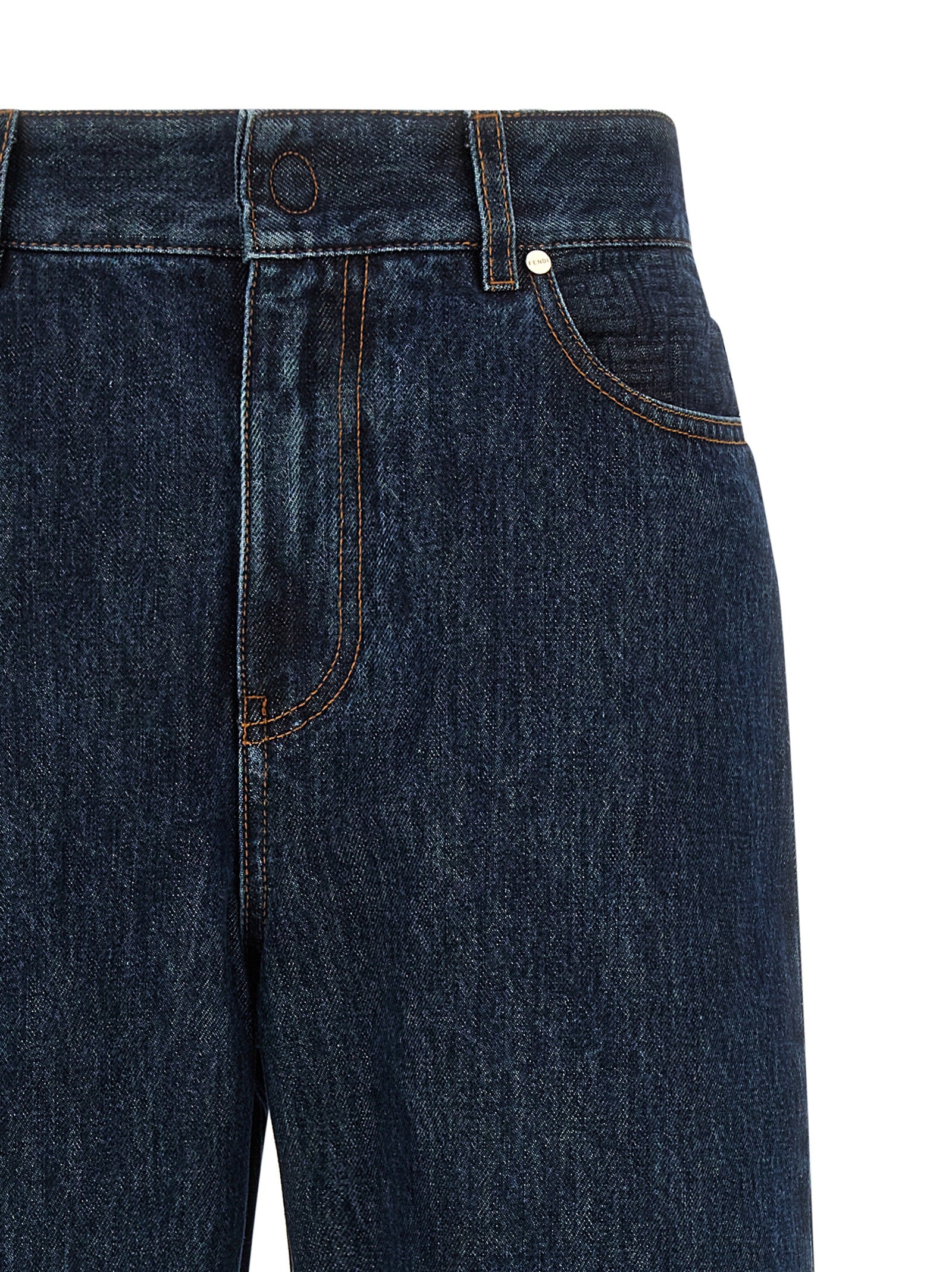 Fendi Blue Cotton Straight-Leg Women's Jeans