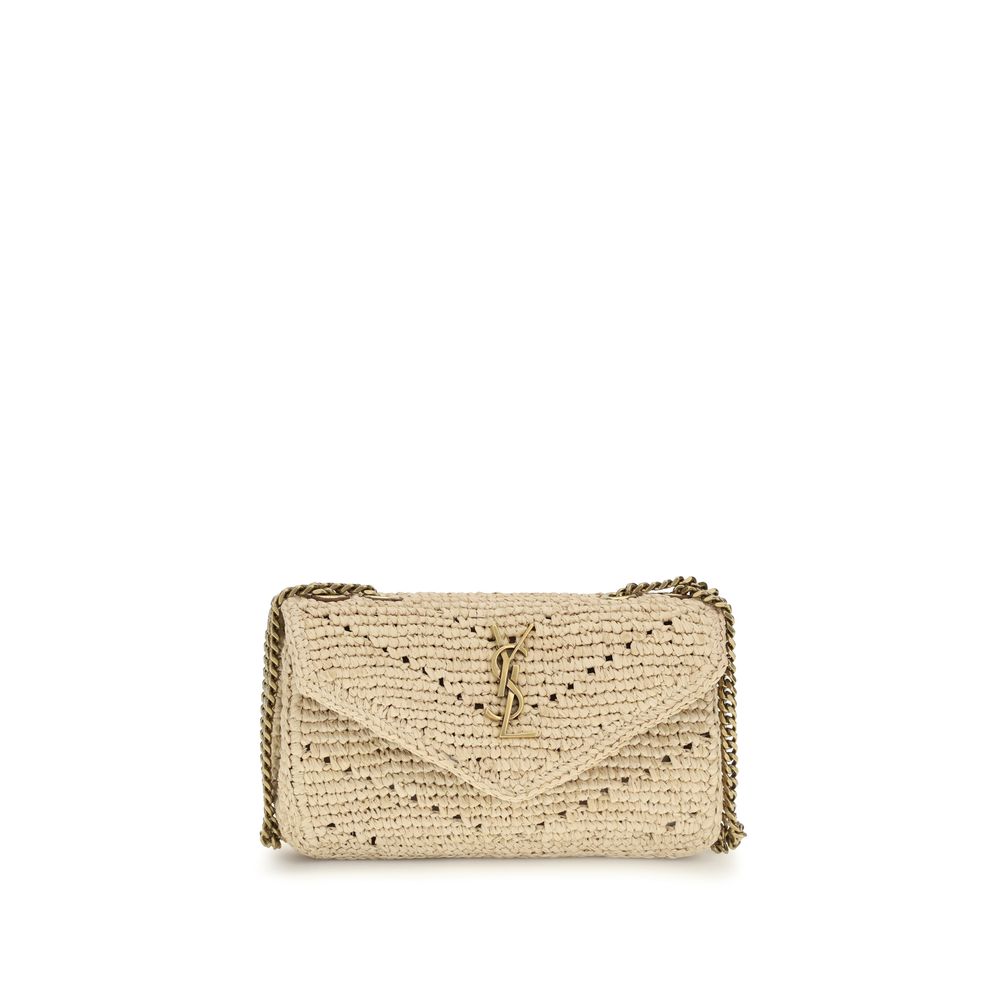 Saint Laurent Beige Raffia Shoulder Women's Bag