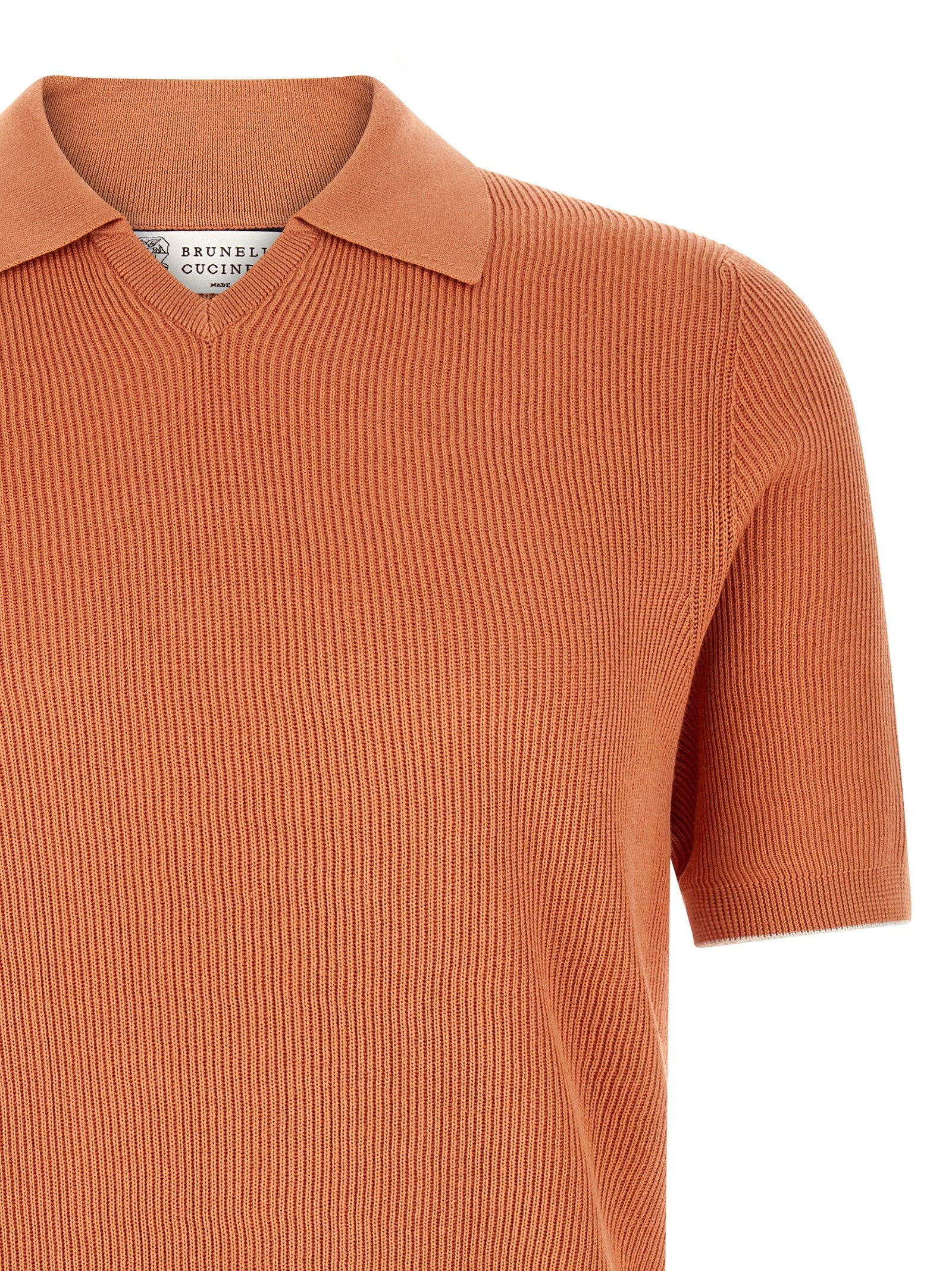 Brunello Cucinelli Orange Cotton Polo Men's Shirt