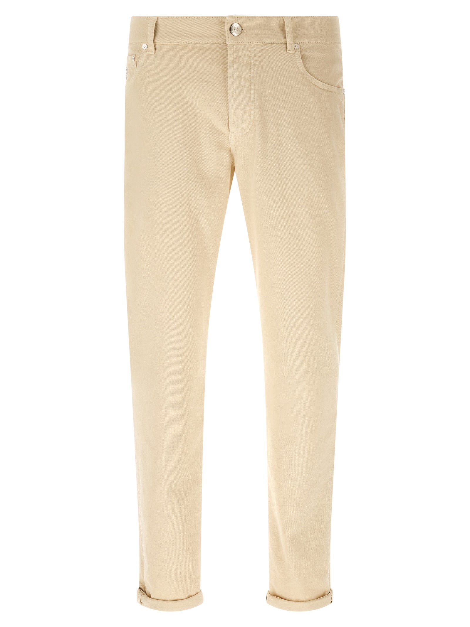 Brunello Cucinelli Beige Cotton Straight-Leg Men's Jeans