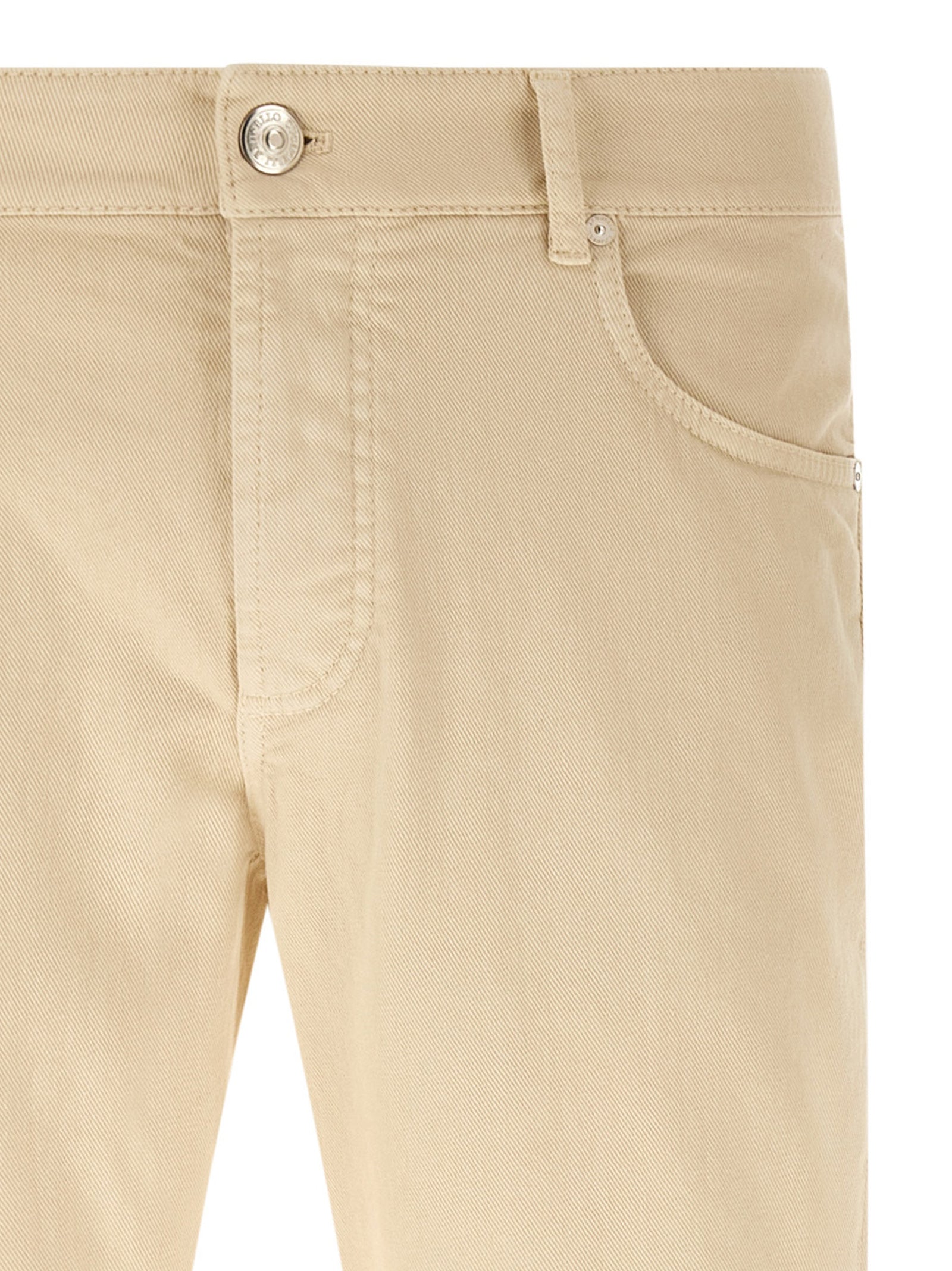 Brunello Cucinelli Beige Cotton Straight-Leg Men's Jeans