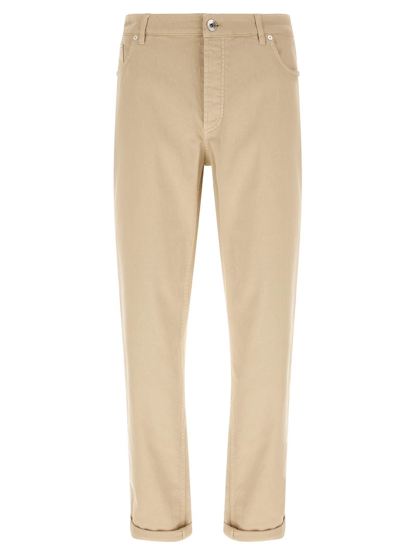Brunello Cucinelli Beige Cotton Tapered Men's Jeans