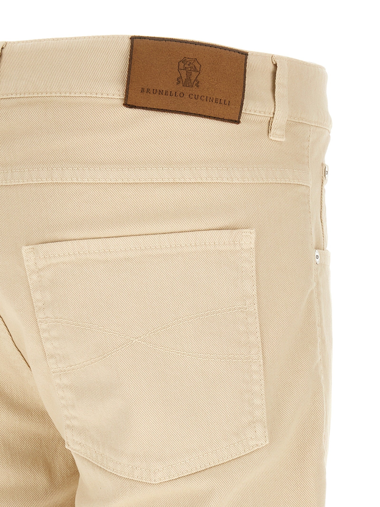 Brunello Cucinelli Beige Cotton Straight-Leg Men's Jeans