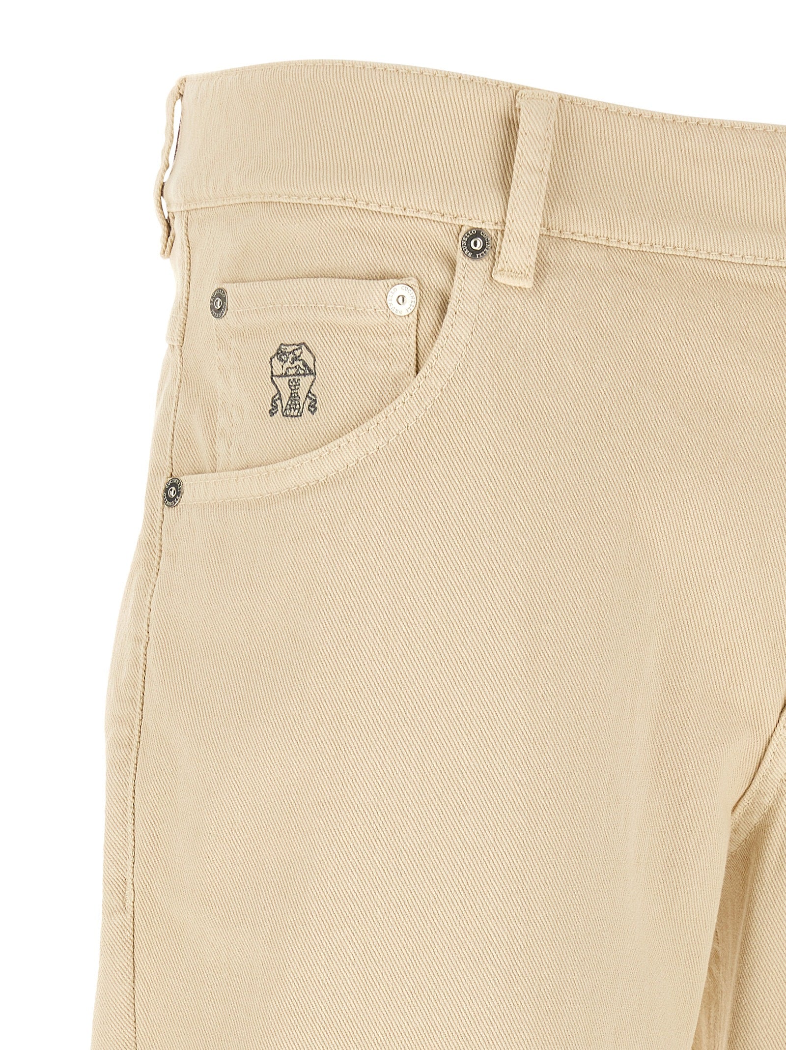 Brunello Cucinelli Beige Cotton Straight-Leg Men's Jeans