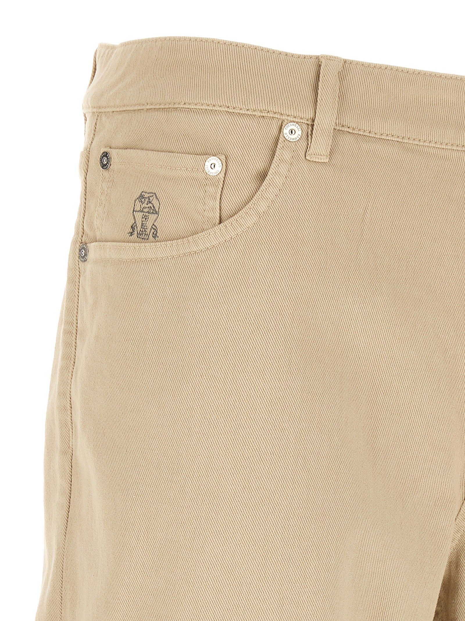 Brunello Cucinelli Beige Cotton Tapered Men's Jeans