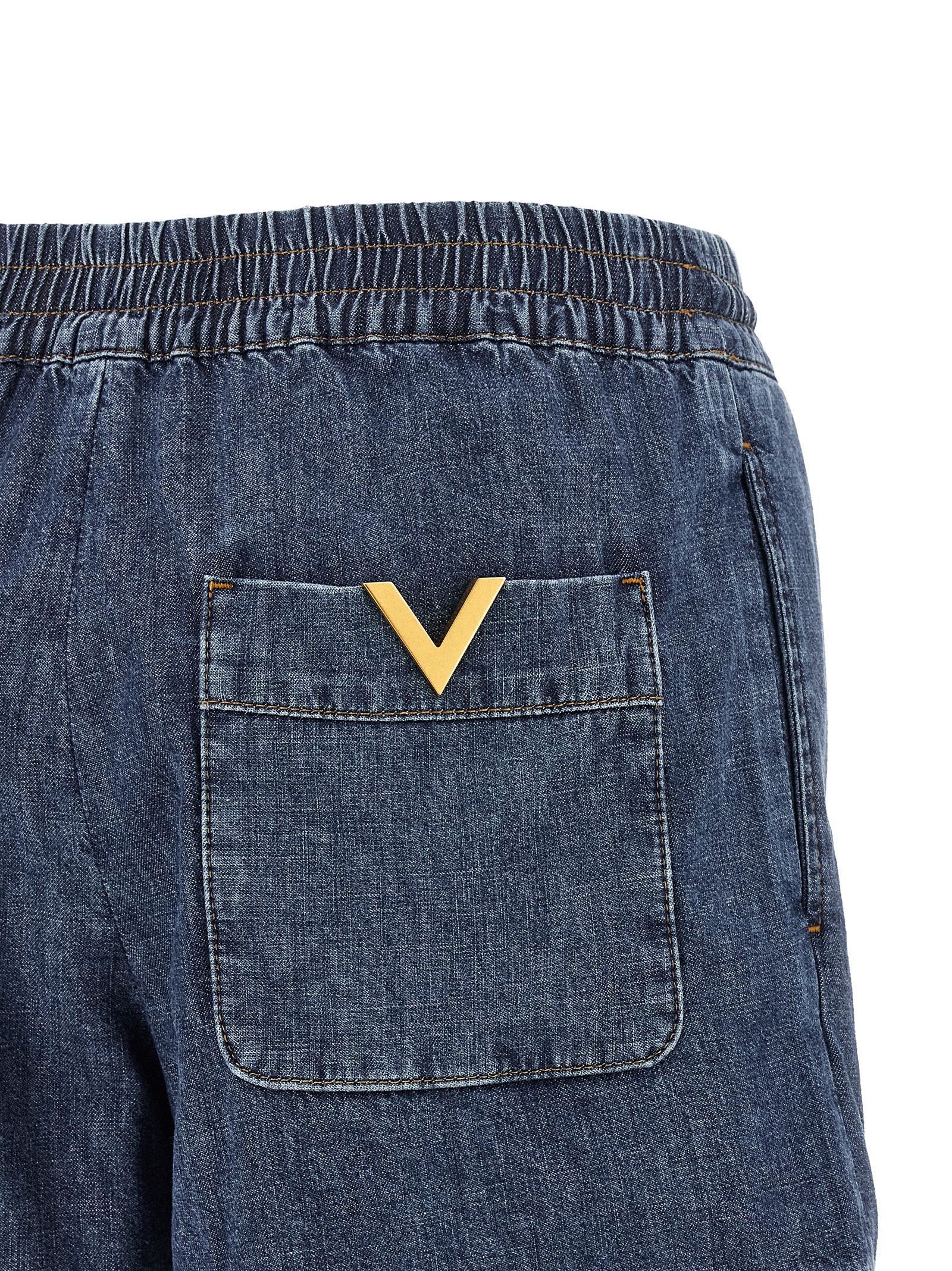 Valentino Garavani Blue Cotton Bermuda Women's Shorts