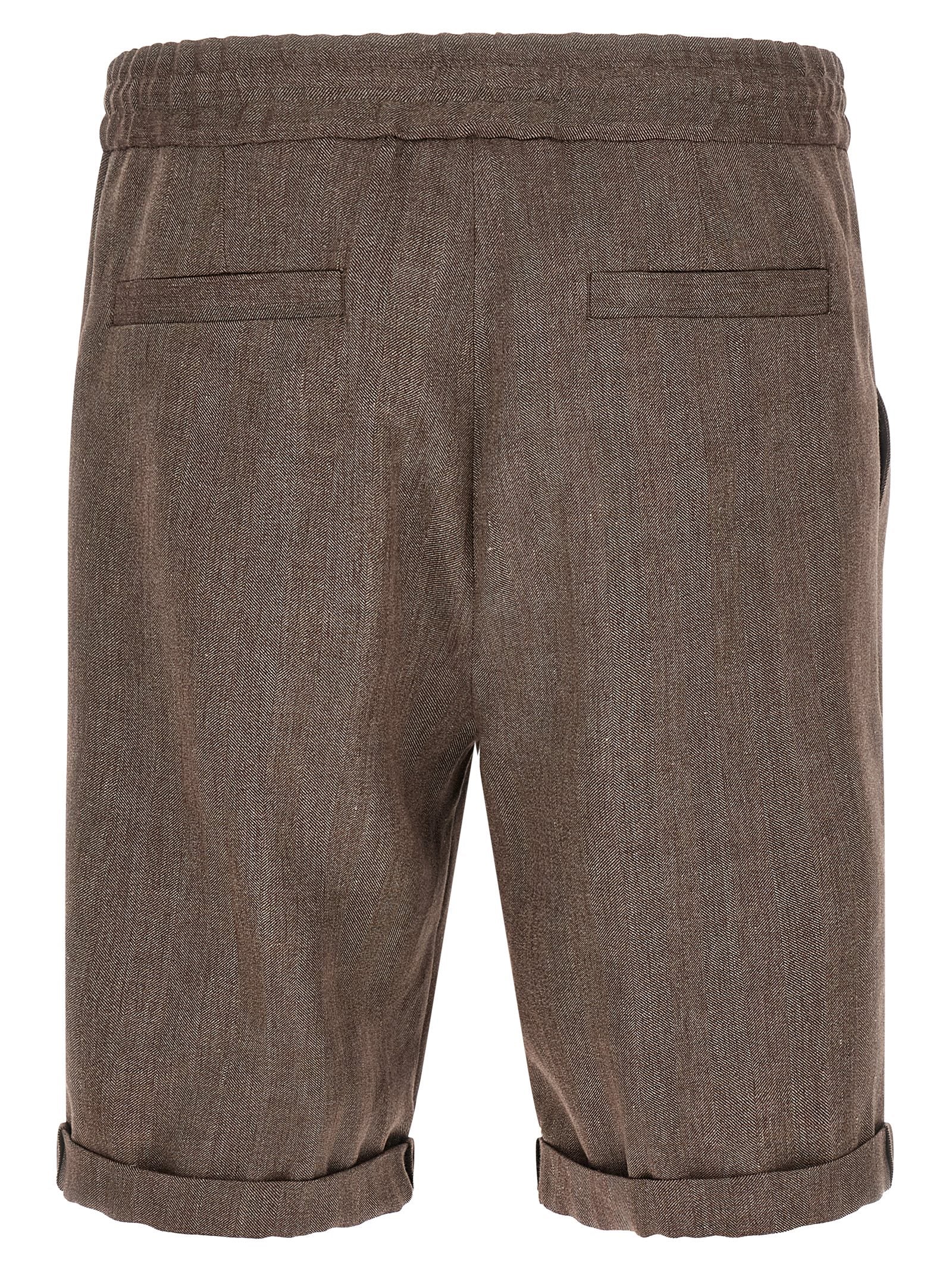 Brunello Cucinelli Brown Linen Bermuda Men's Shorts