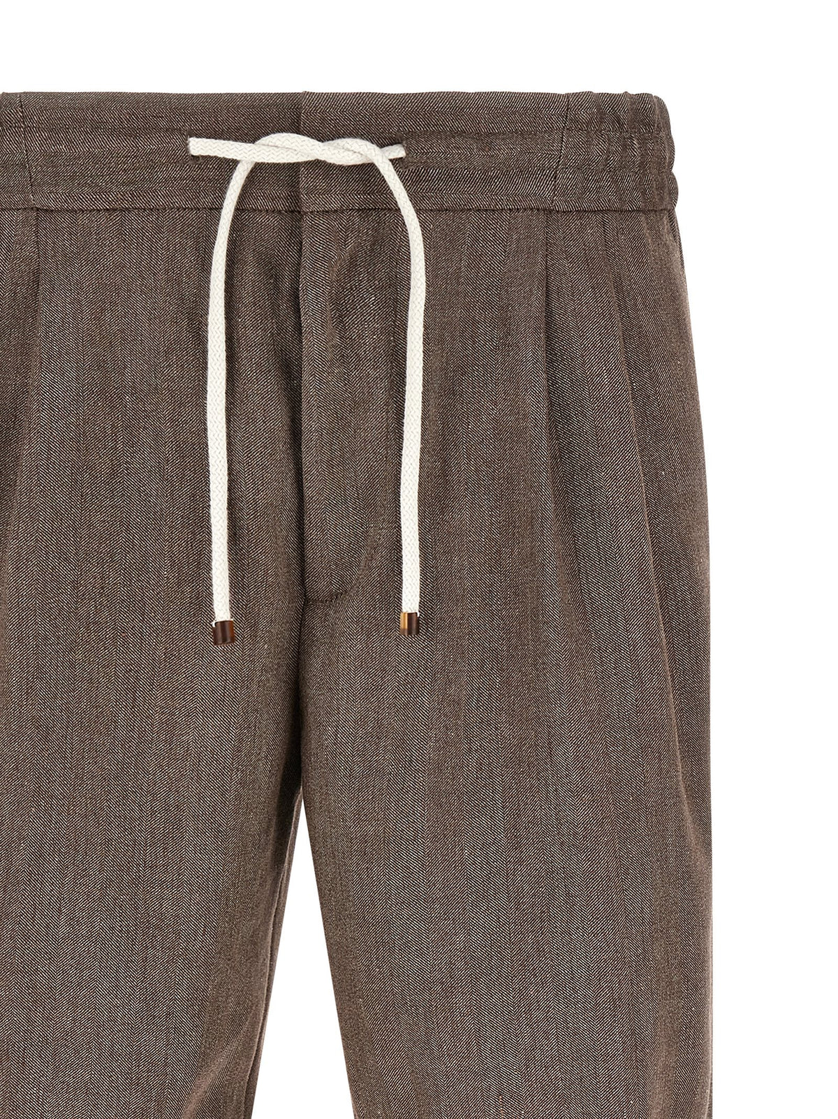 Brunello Cucinelli Brown Linen Bermuda Men's Shorts