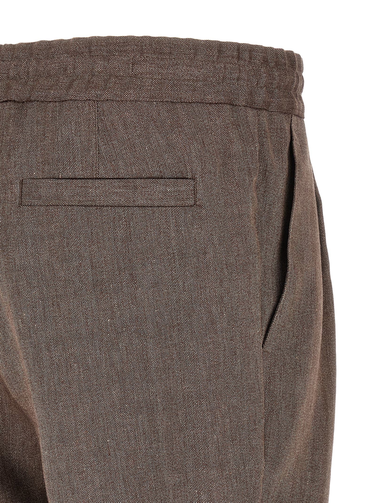 Brunello Cucinelli Brown Linen Bermuda Men's Shorts