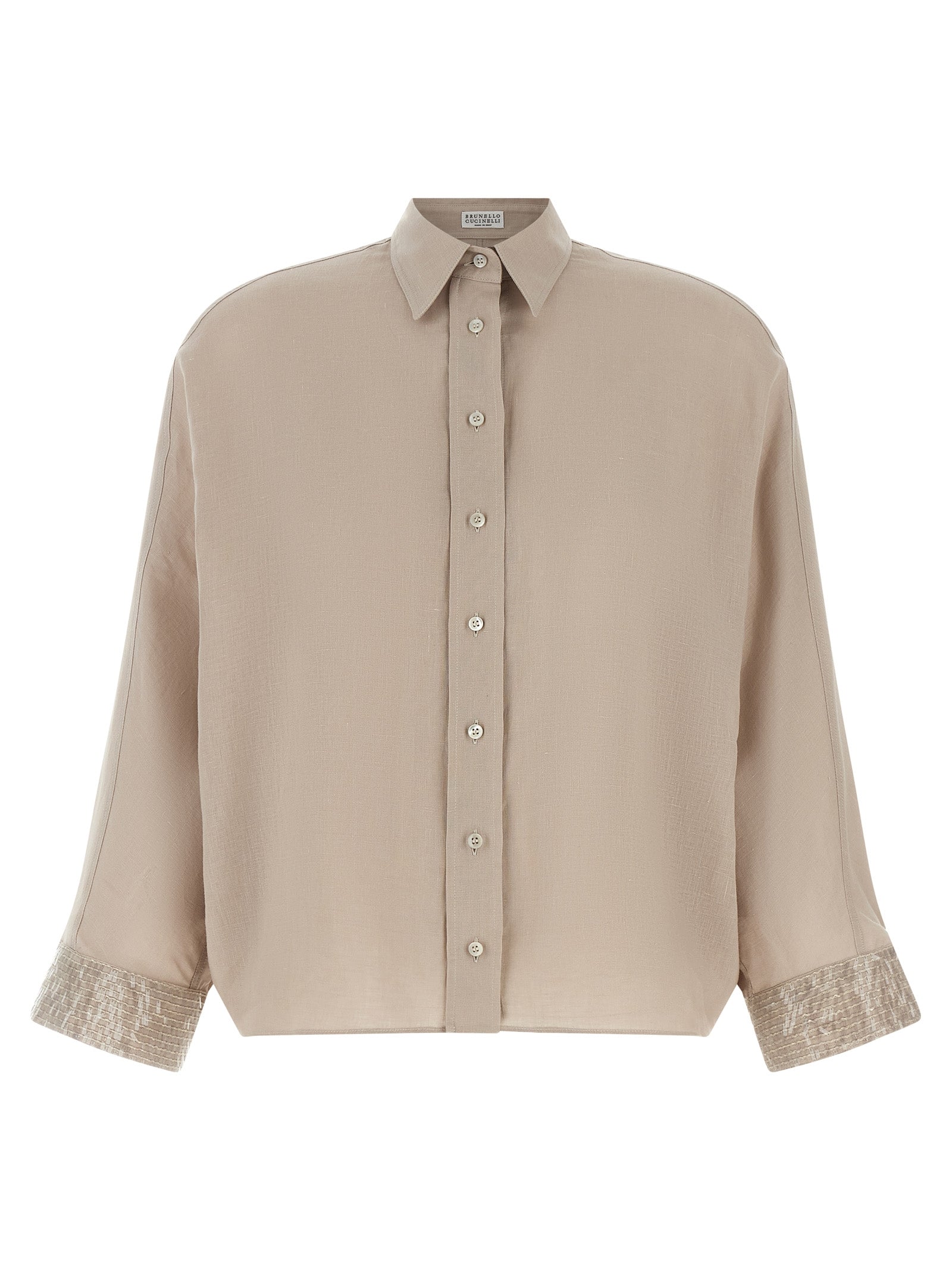 Brunello Cucinelli Beige Linen Women's Blouse