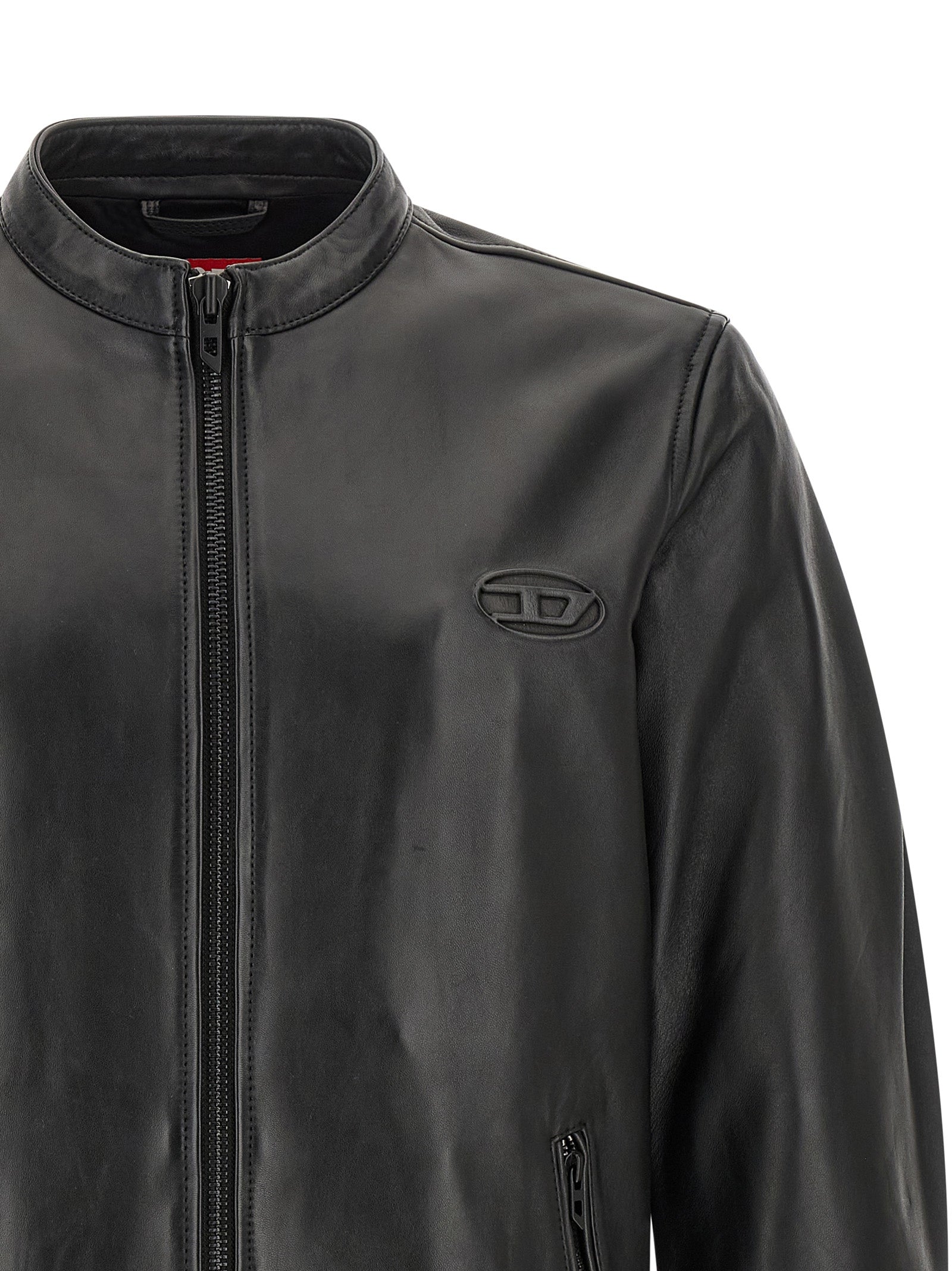 Diesel Black Lamb Leather Leather Men's Jacket