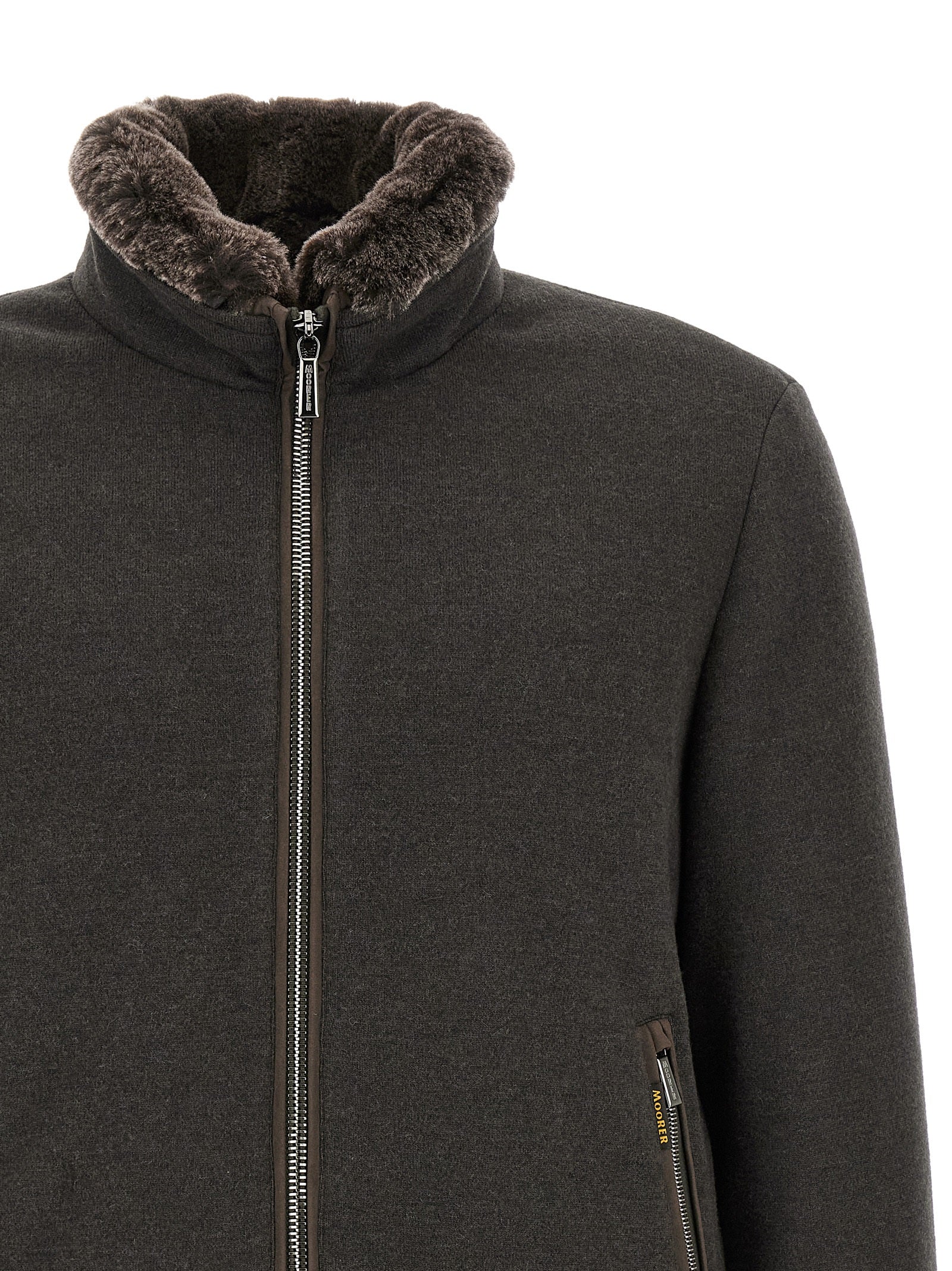 MooRER Brown Wool Men's Bomber
