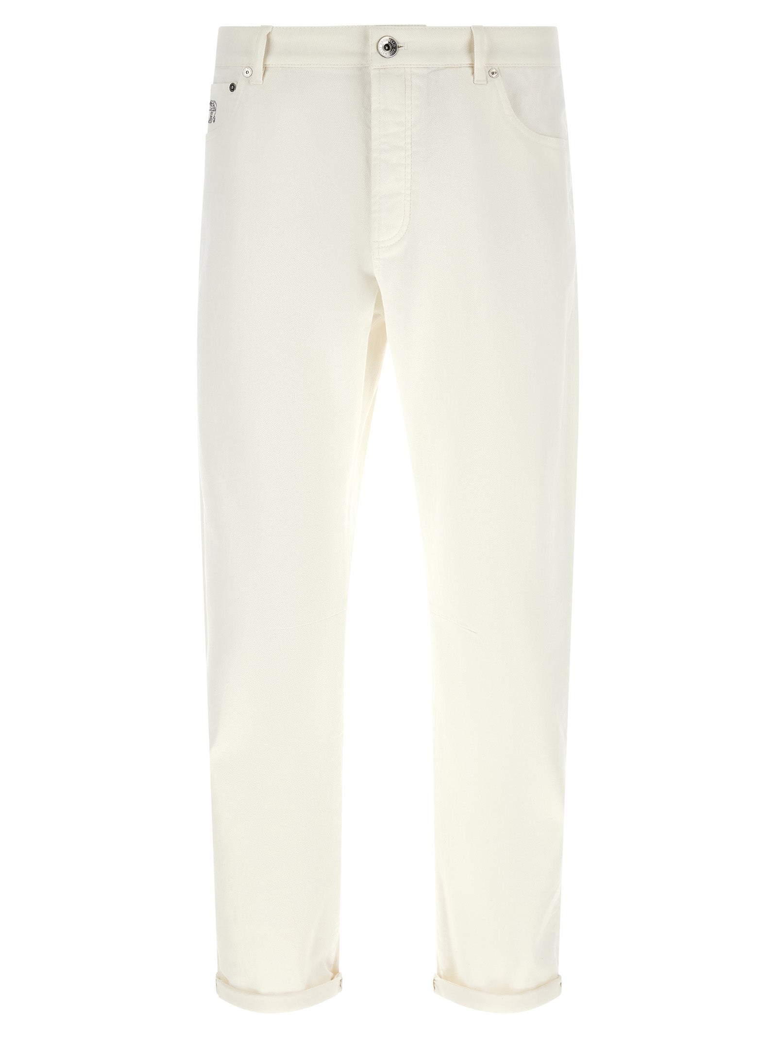 Brunello Cucinelli White Cotton Cropped Men's Jeans