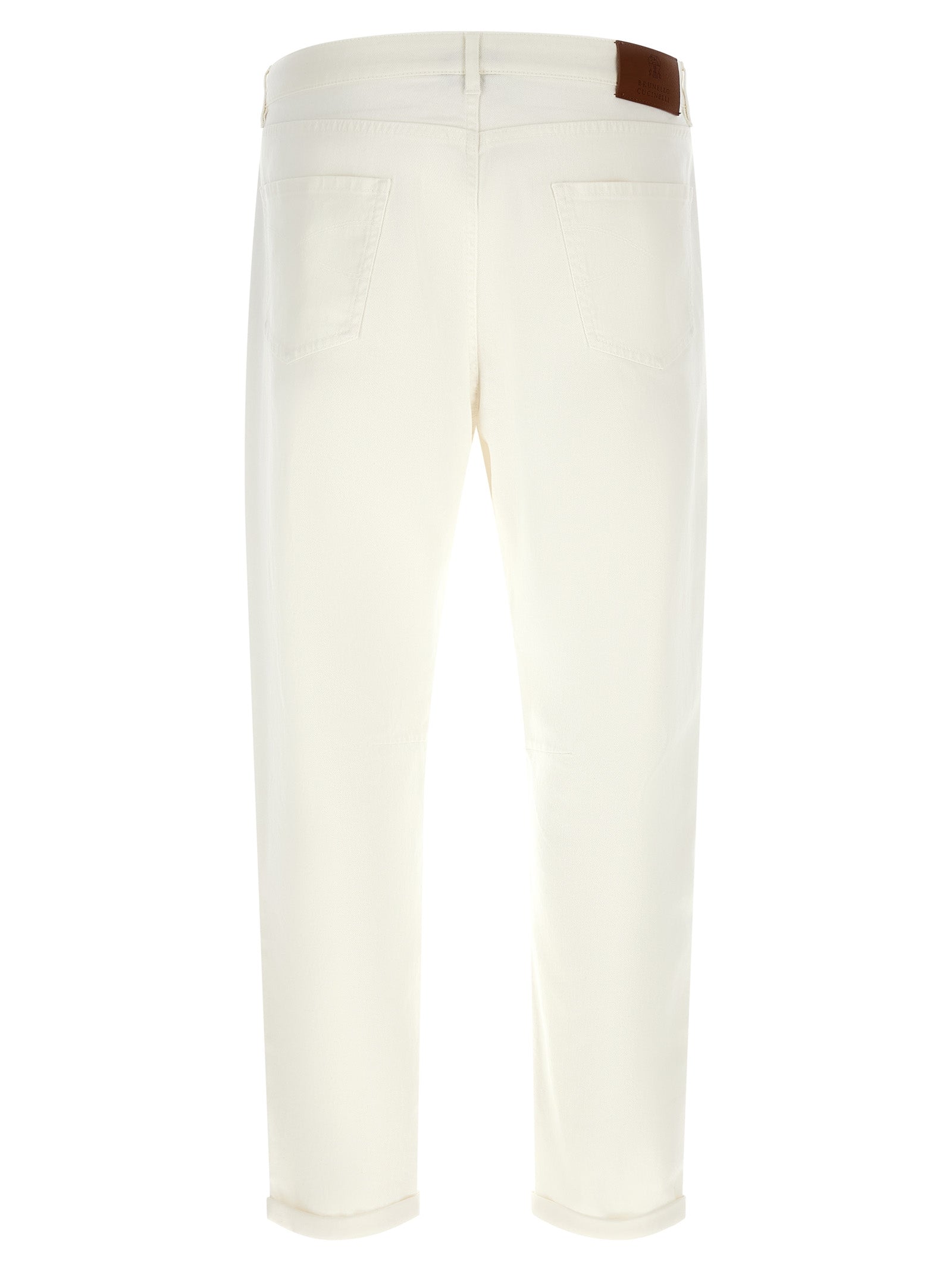 Brunello Cucinelli White Cotton Cropped Men's Jeans