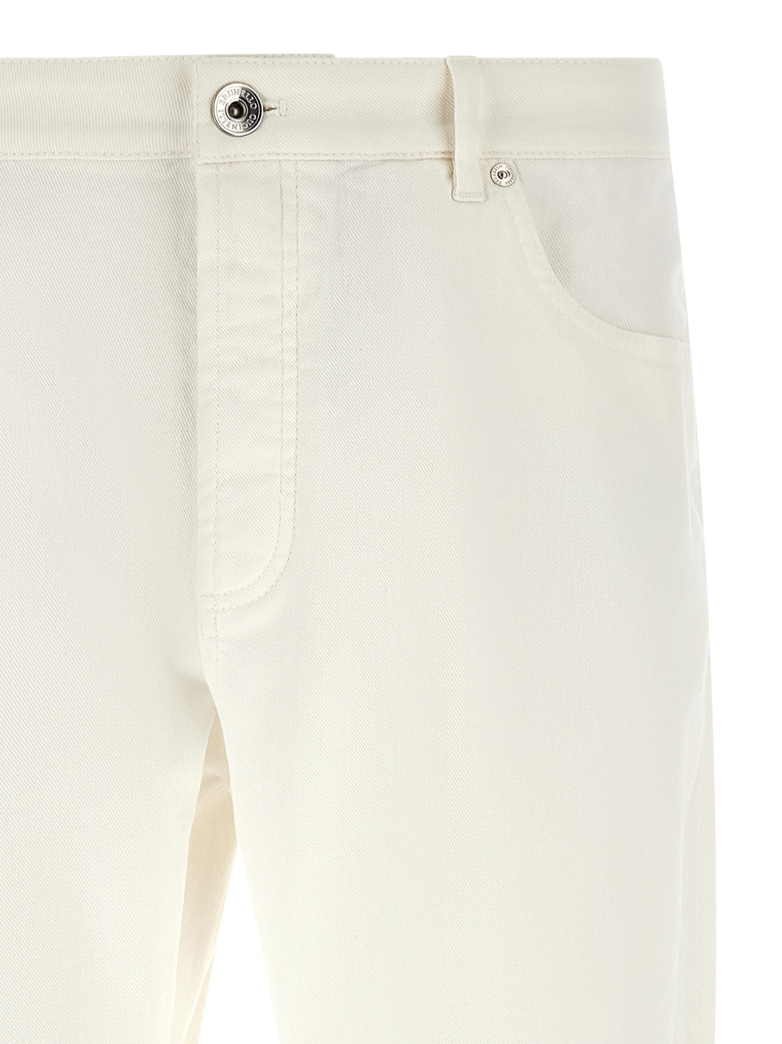 Brunello Cucinelli White Cotton Cropped Men's Jeans