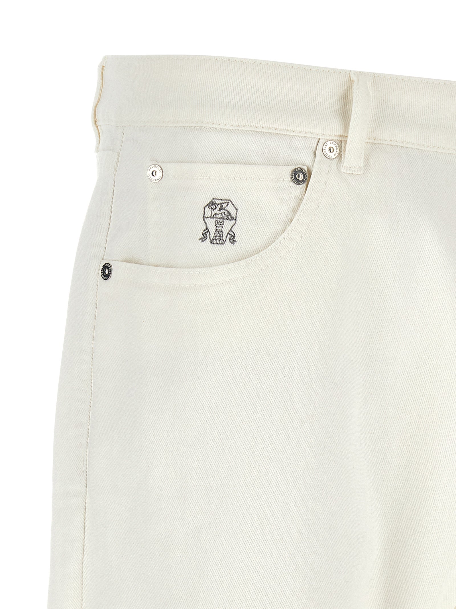 Brunello Cucinelli White Cotton Cropped Men's Jeans