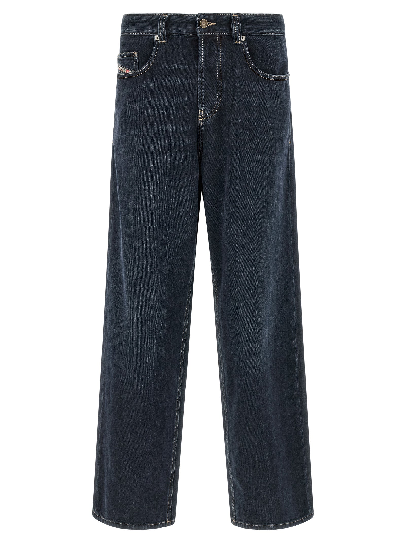Diesel Blue Cotton Relaxed Fit Men's Jeans