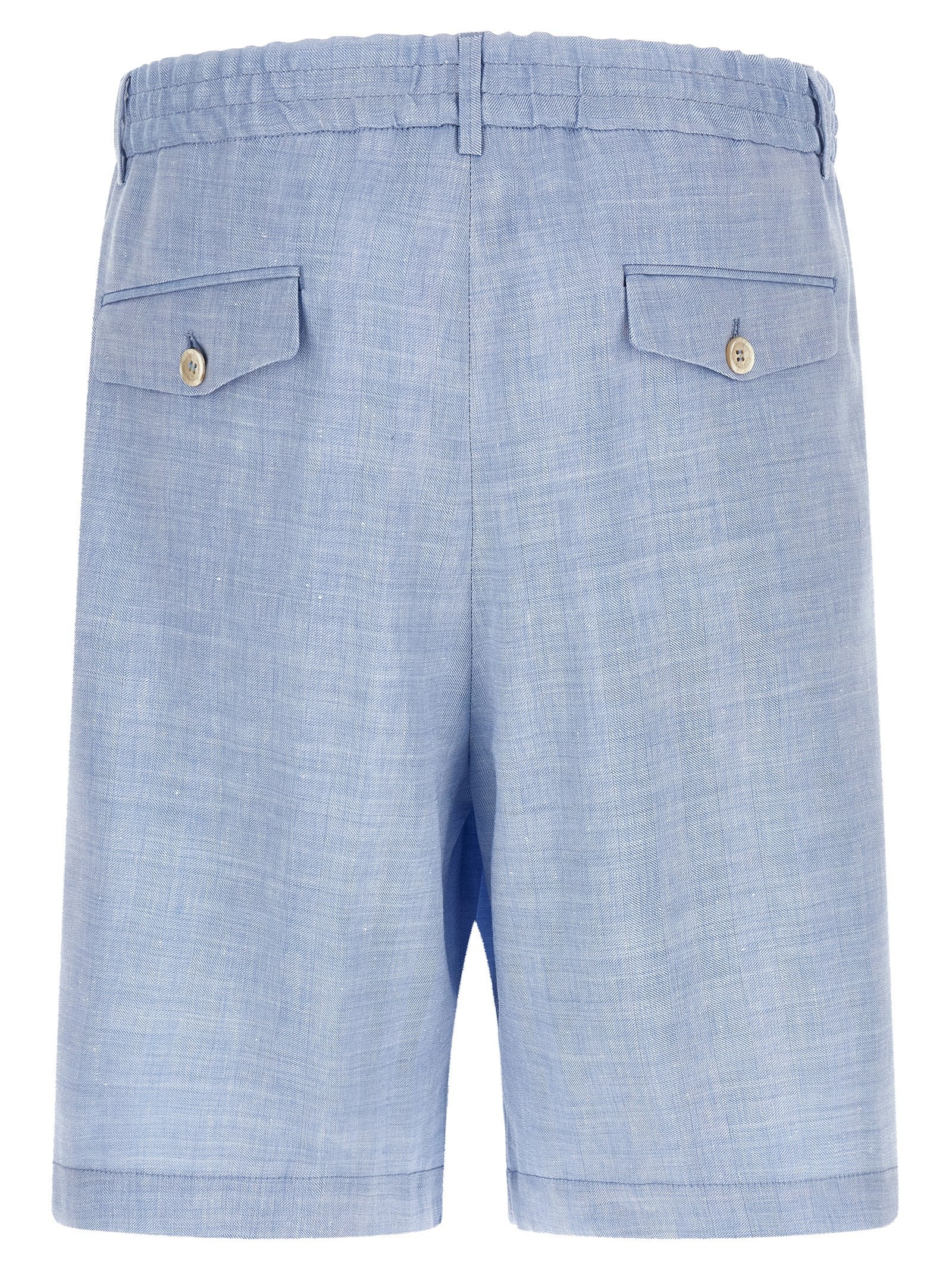Brunello Cucinelli Blue Linen Bermuda Men's Shorts