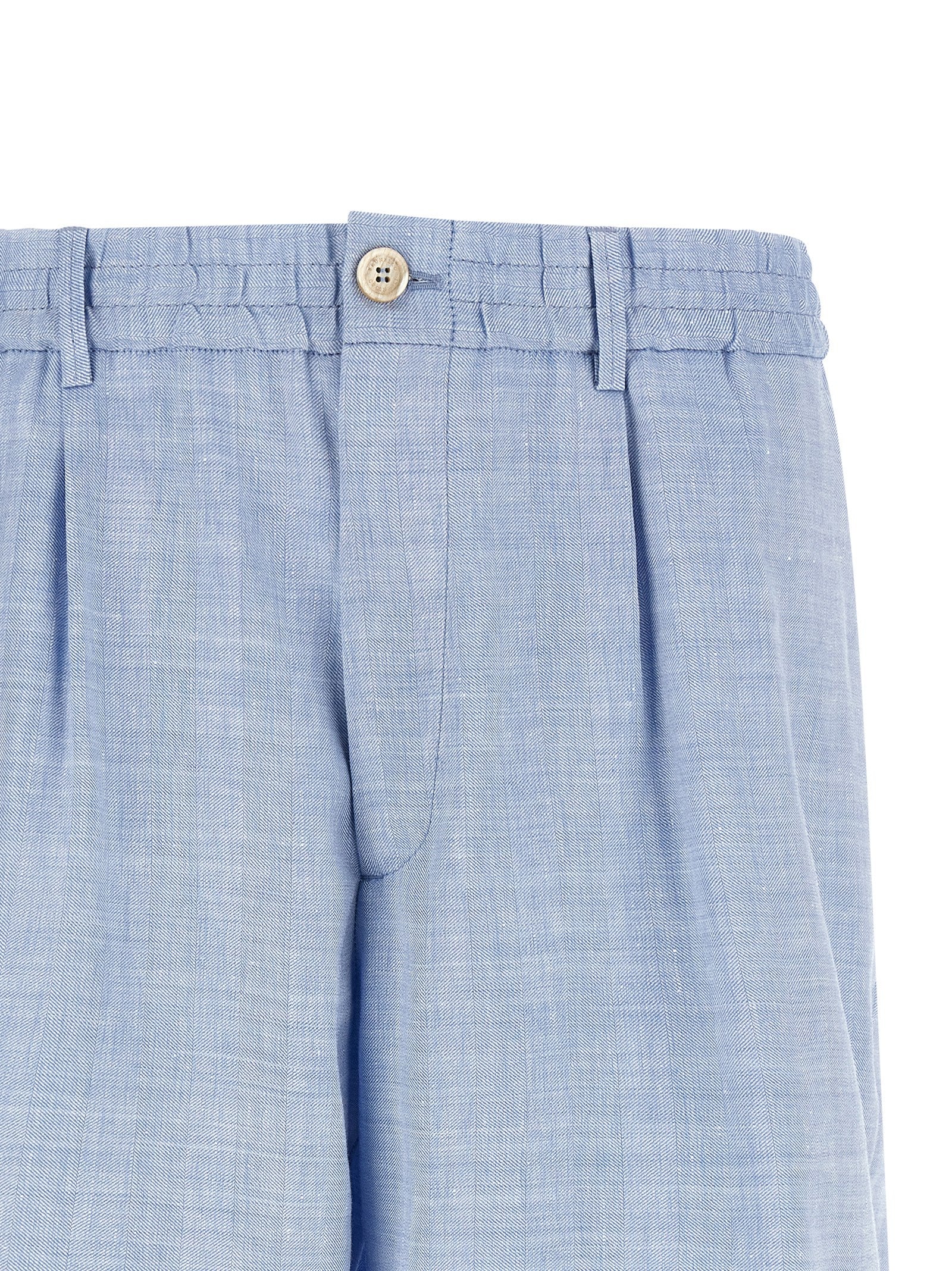 Brunello Cucinelli Blue Linen Bermuda Men's Shorts
