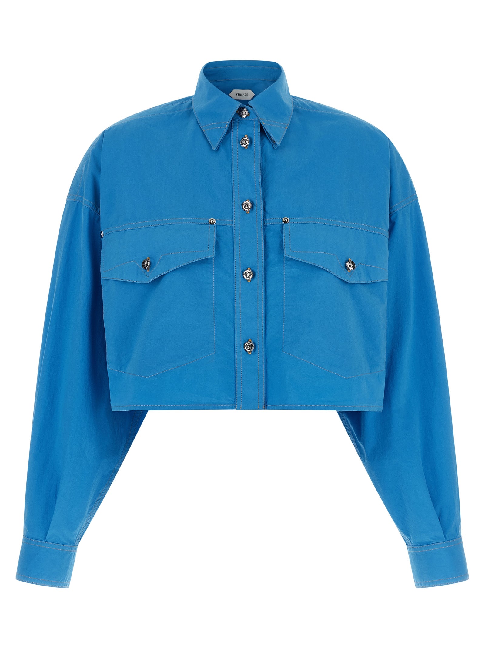 Versace Blue Cotton Women's Blouse