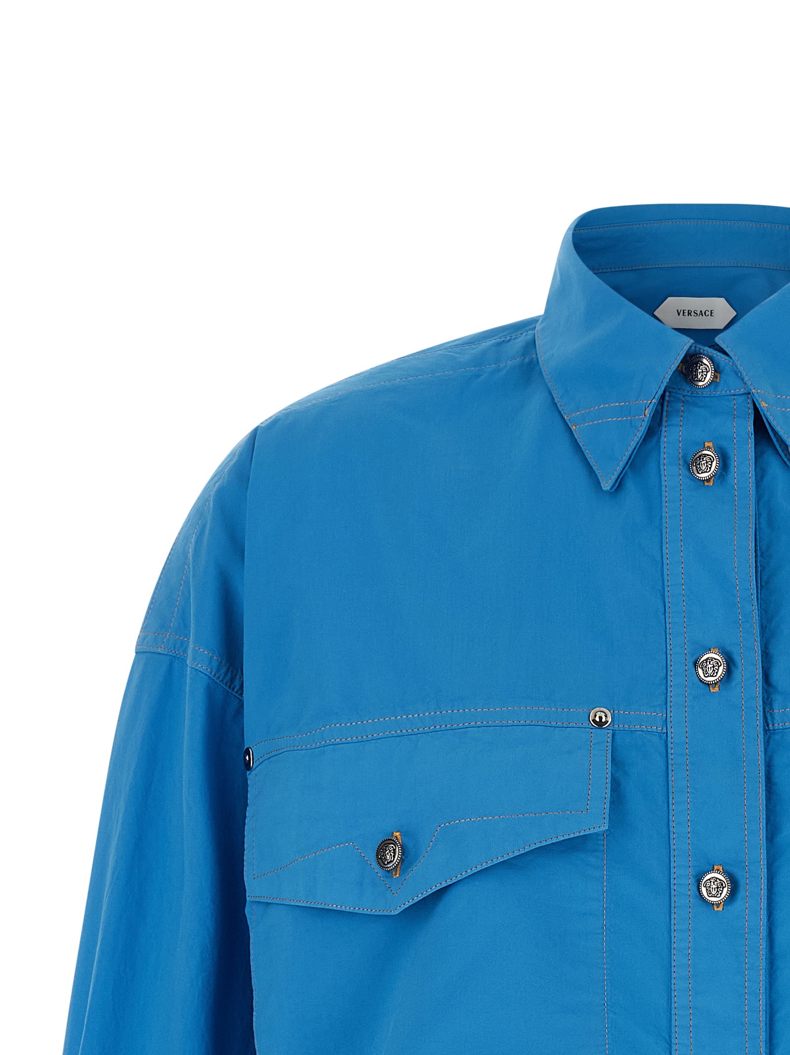 Versace Blue Cotton Women's Blouse