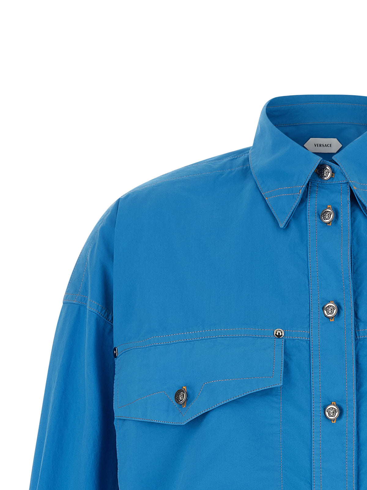 Versace Blue Cotton Women's Blouse