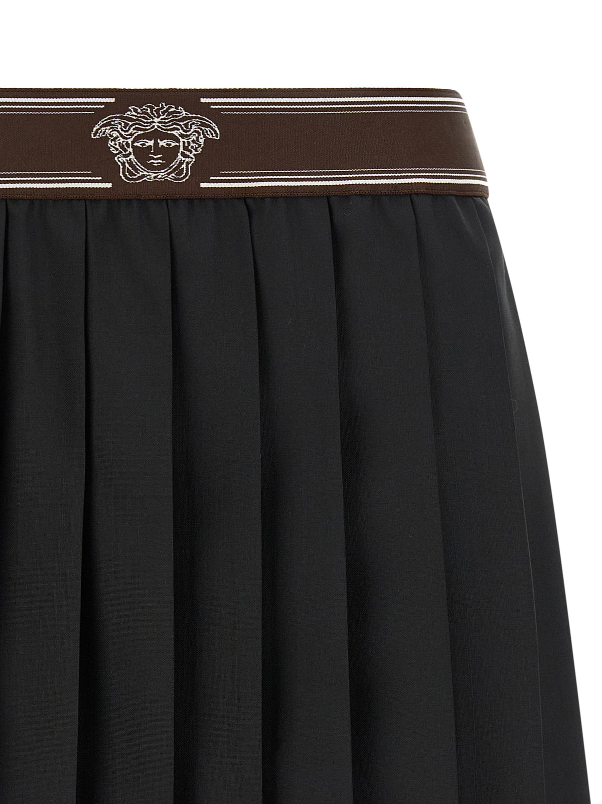 Versace Black Wool Long Women's Skirt