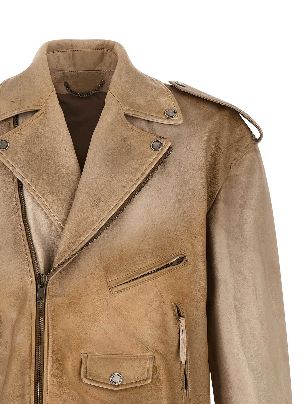 Golden Goose Beige Buffalo Leather Leather Men's Jacket