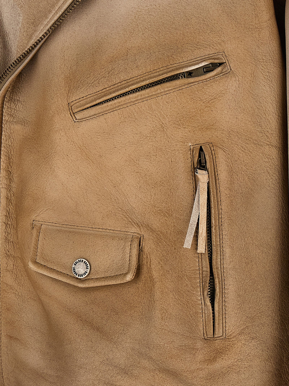Golden Goose Beige Buffalo Leather Leather Men's Jacket
