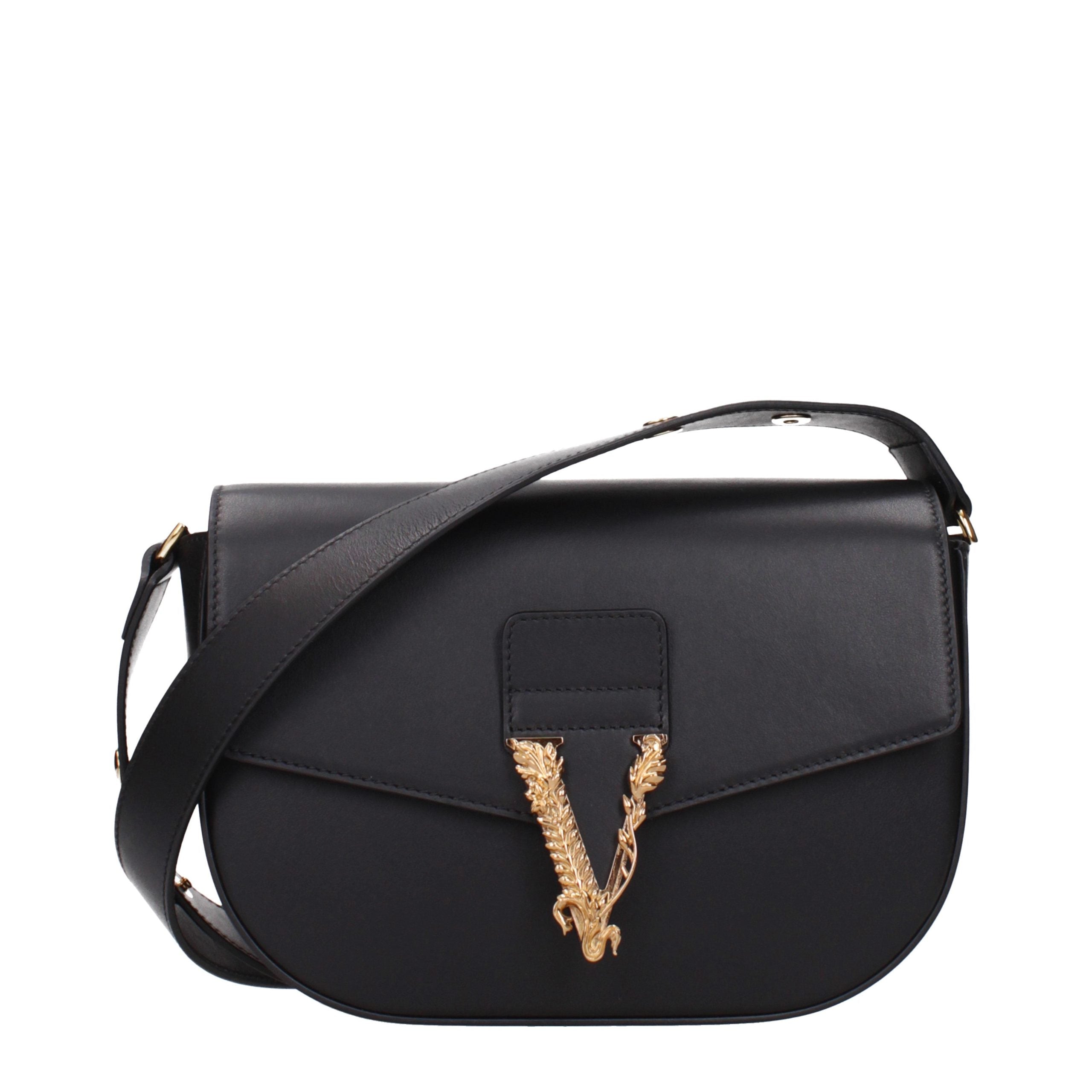 Versace Black Leather Crossbody Women's Bag