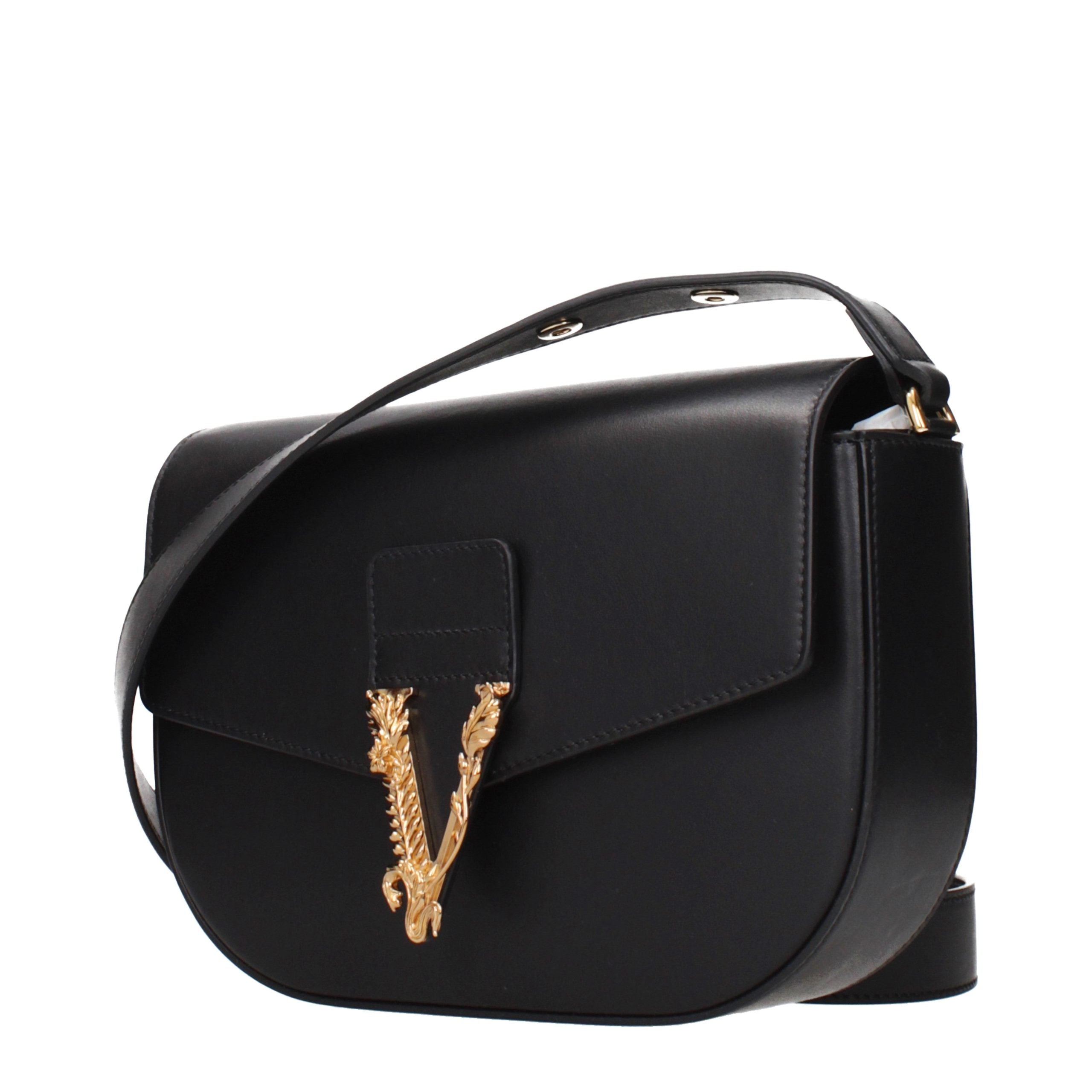 Versace Black Leather Crossbody Women's Bag