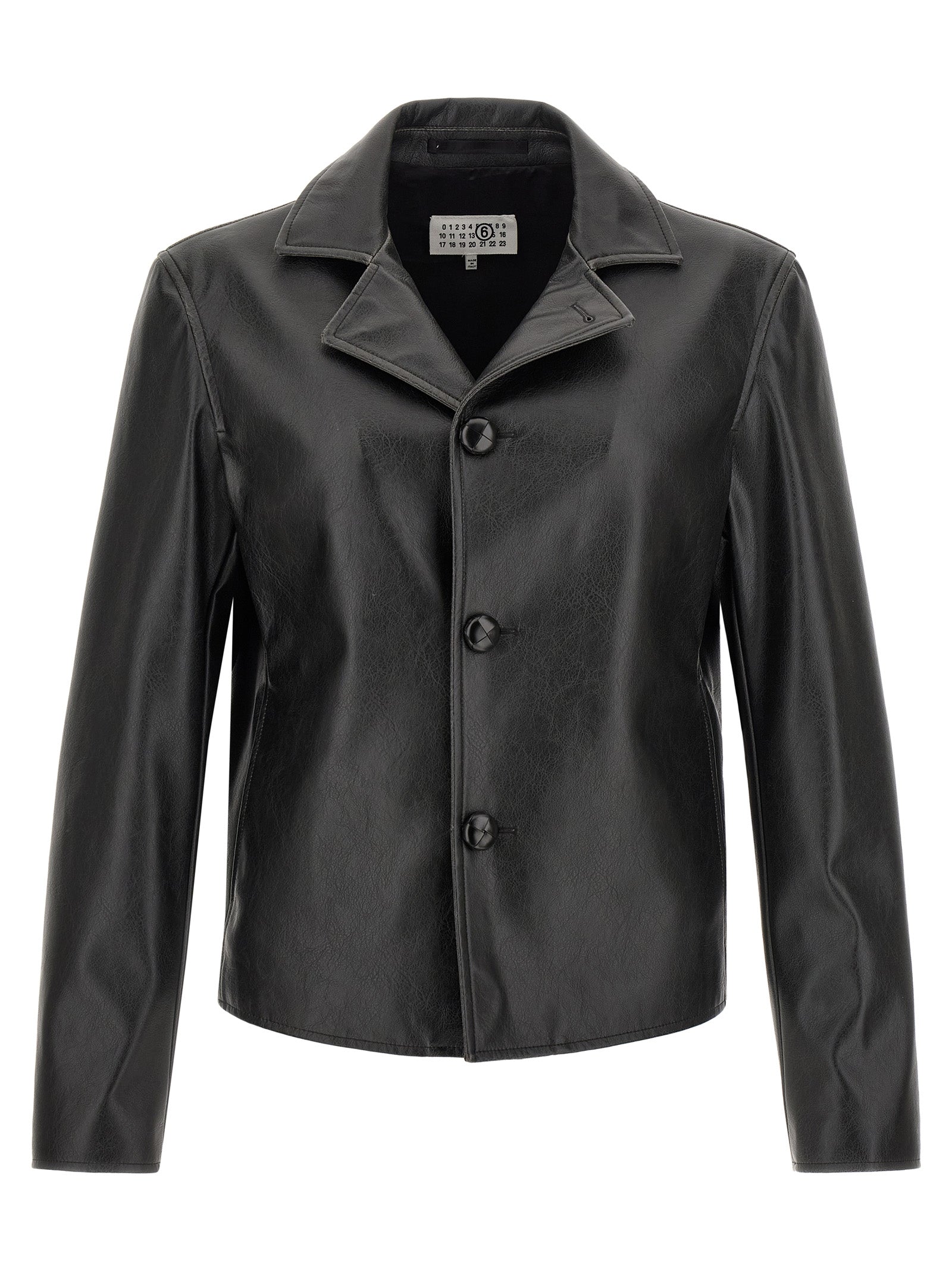 MM6 Maison Margiela Black Polyester Leather Men's Jacket