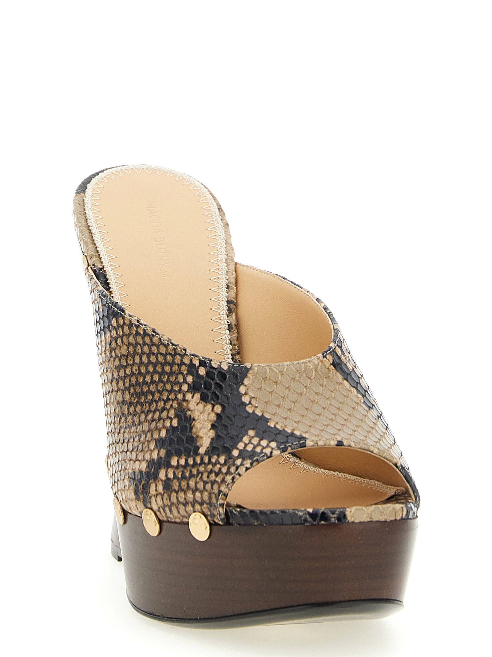 Magda Butrym Brown Calfskin Wedge Women's Sandals