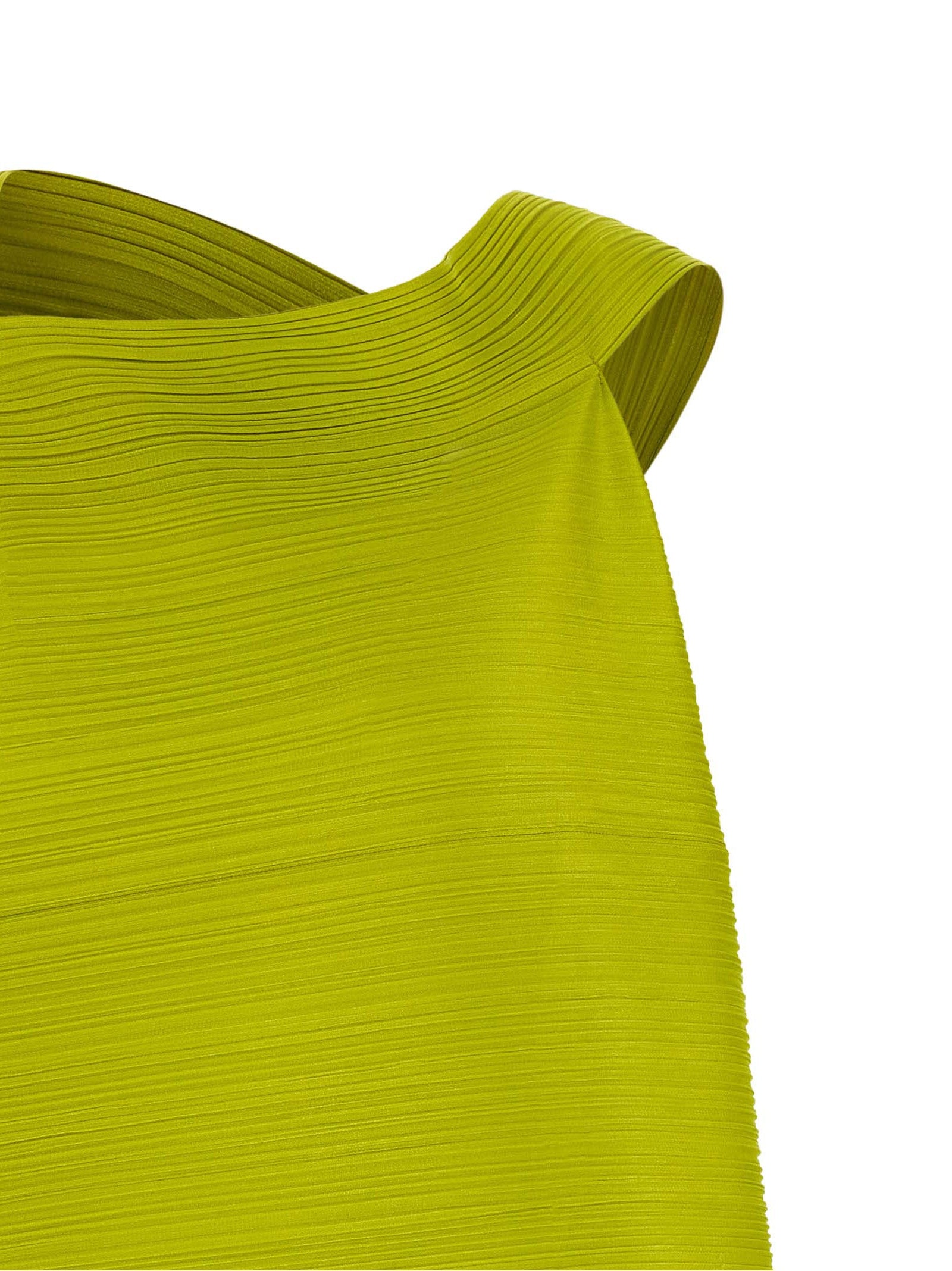 PLEATS PLEASE ISSEY MIYAKE Bicolor Polyester Midi Women's Dress