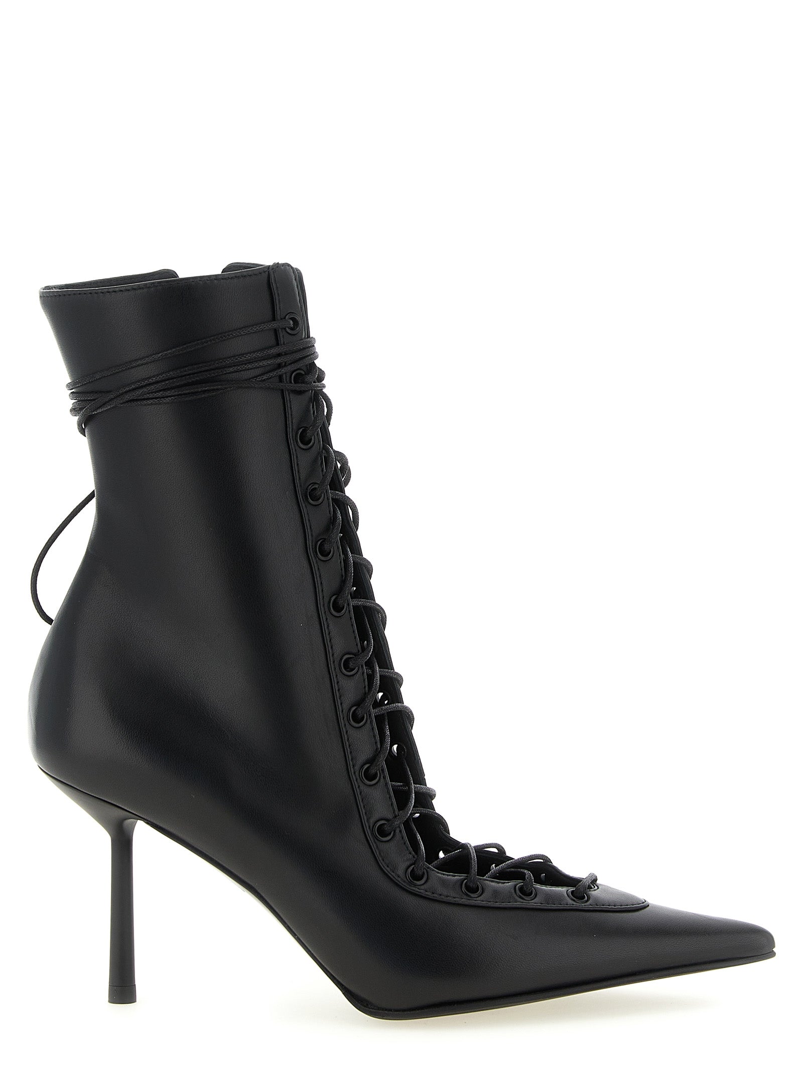 LE SILLA Black Lamb Leather Ankle Women's Boots