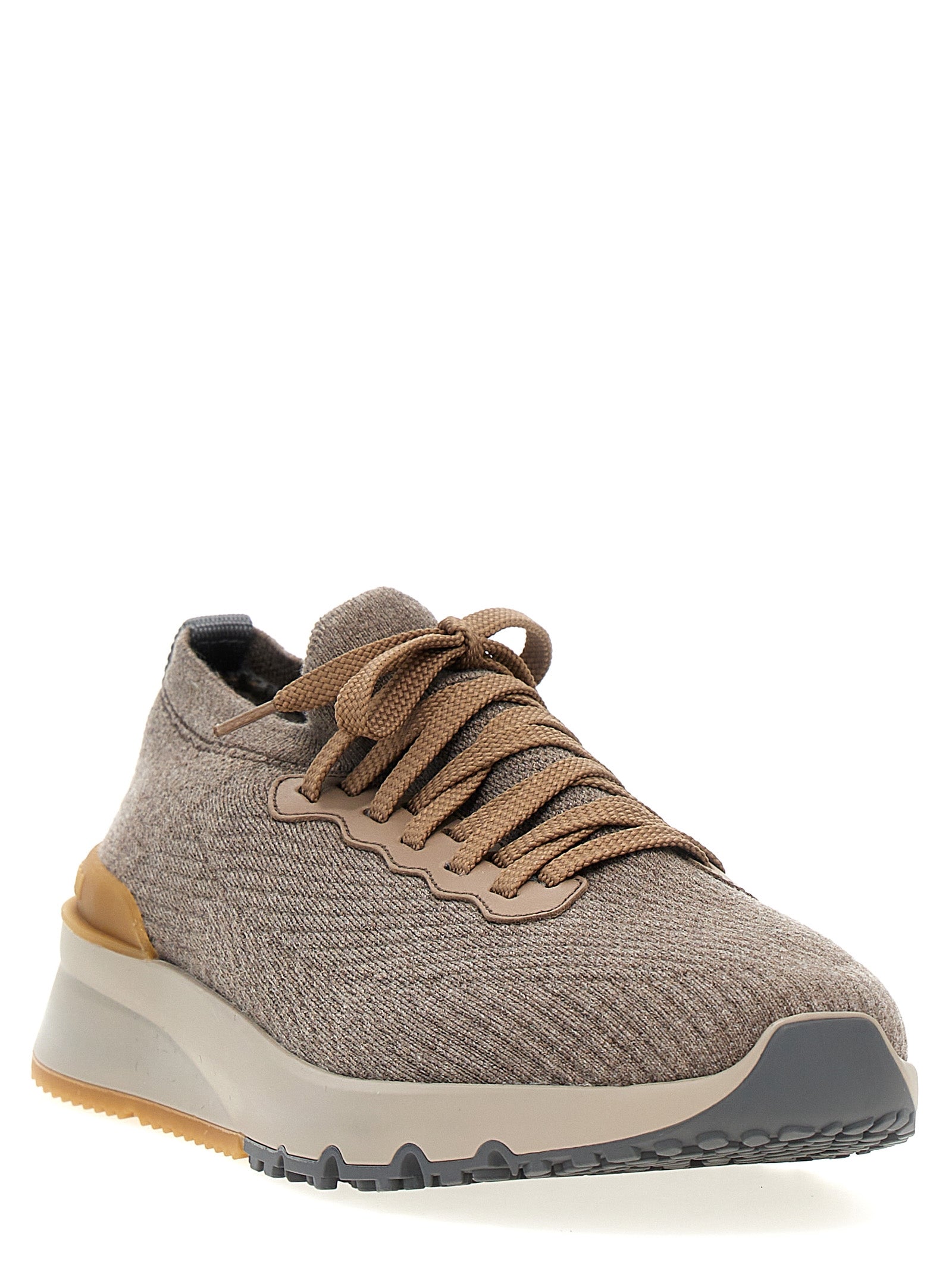 Brunello Cucinelli Gray Wool Low Top Men's Sneakers