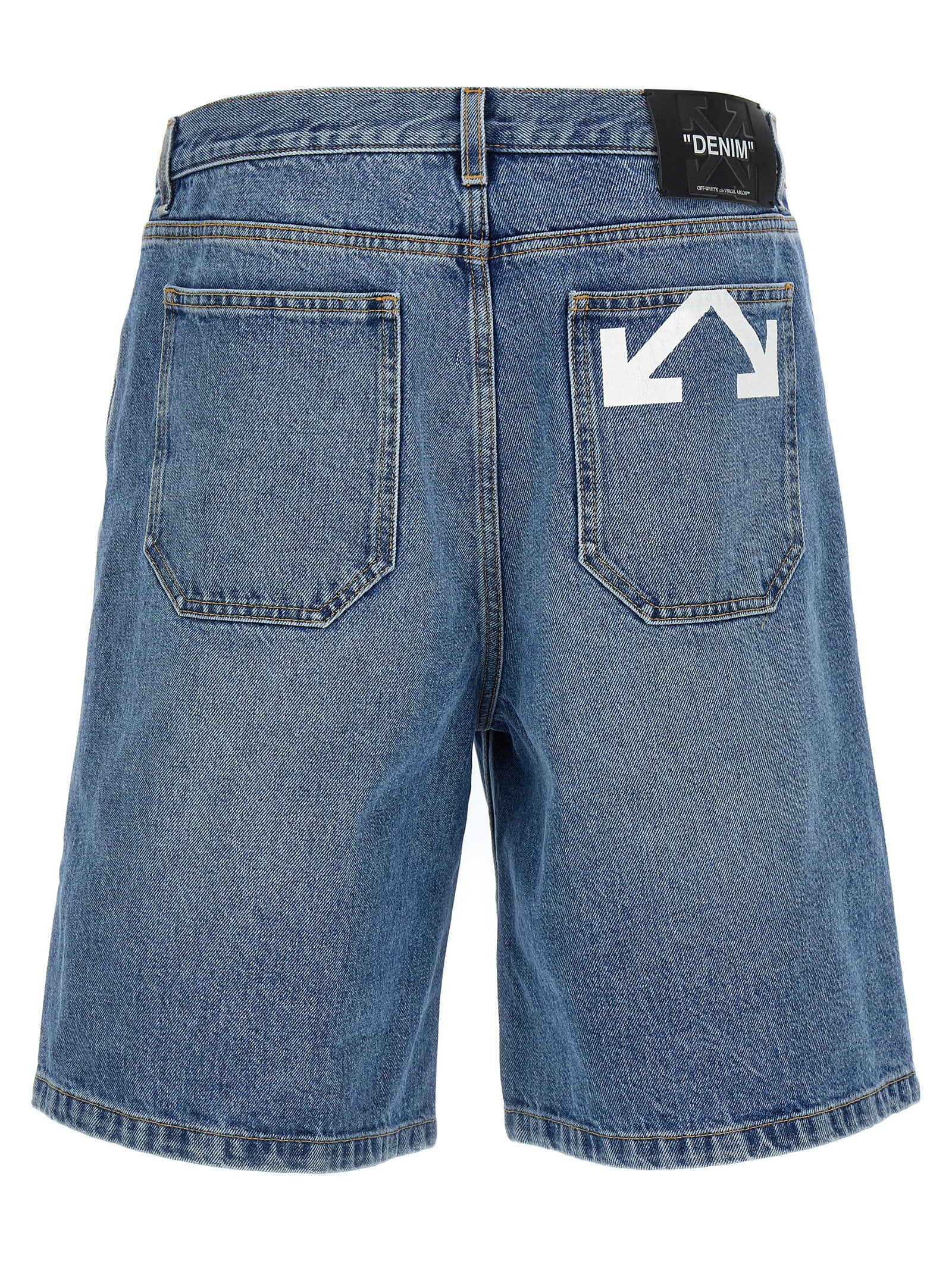 Off-White Blue Cotton Bermuda Men's Shorts