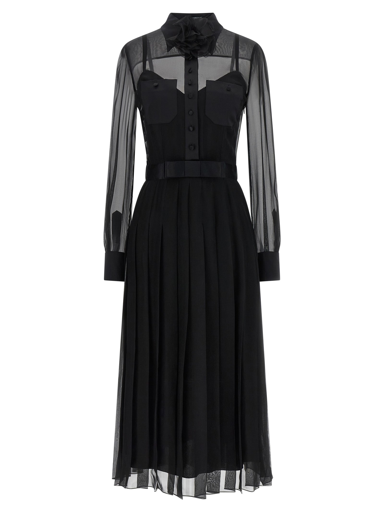 Dolce & Gabbana Black Silk Midi Women's Dress