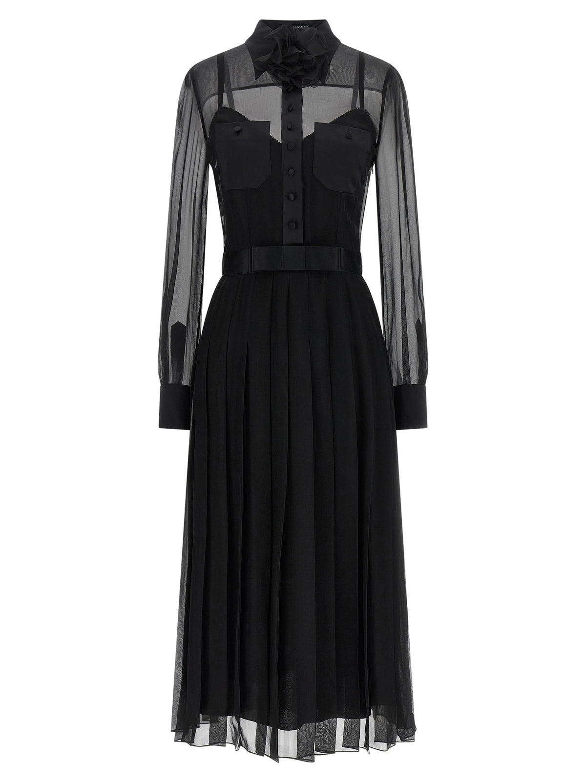 Dolce & Gabbana Black Silk Midi Women's Dress