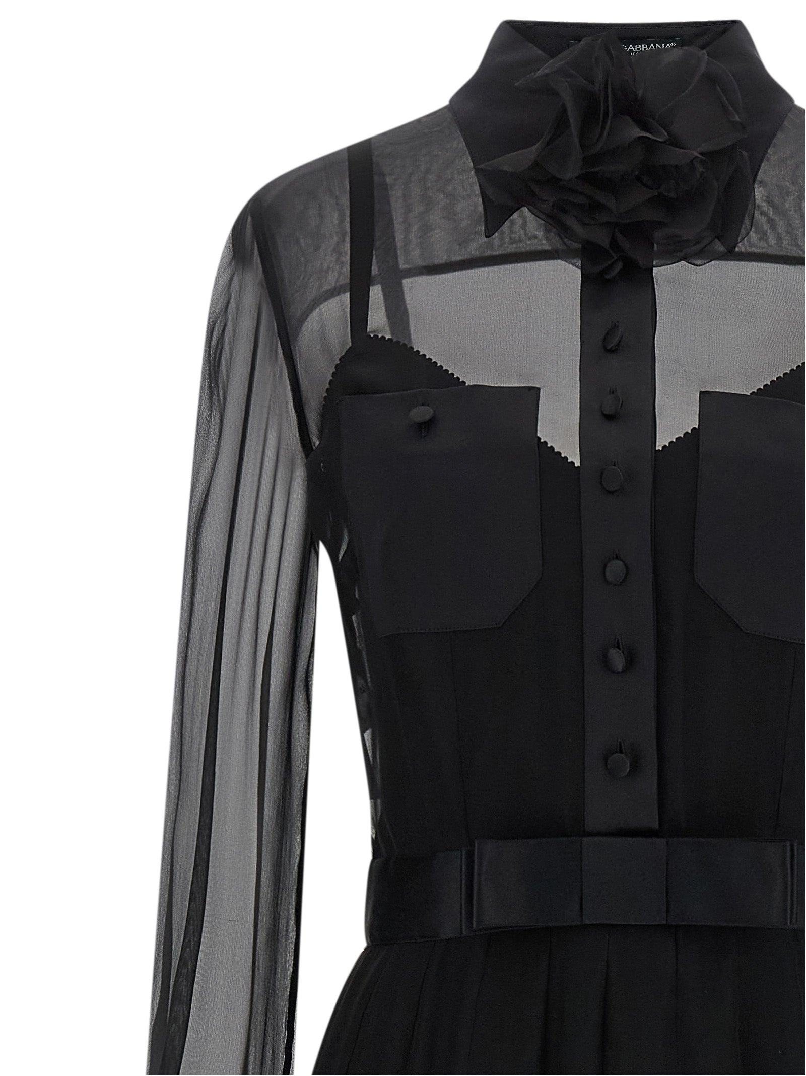 Dolce & Gabbana Black Silk Midi Women's Dress