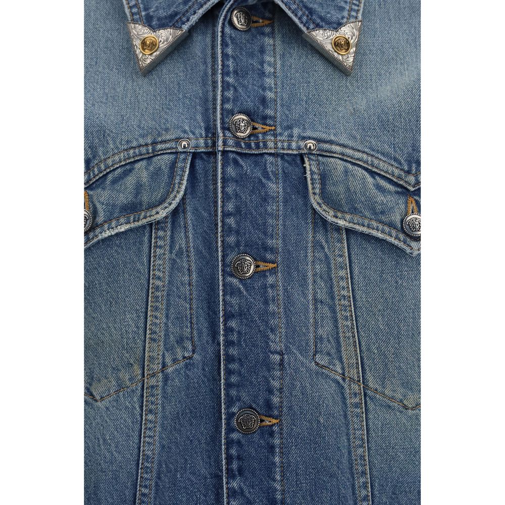 Versace Blue Cotton Denim Men's Jacket