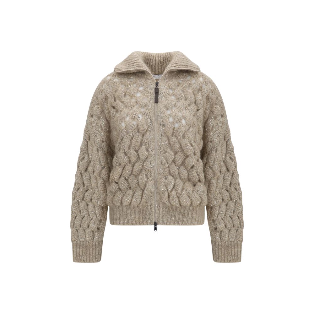 Brunello Cucinelli Beige Mohair Women's Cardigan