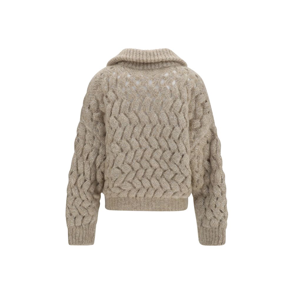 Brunello Cucinelli Beige Mohair Women's Cardigan
