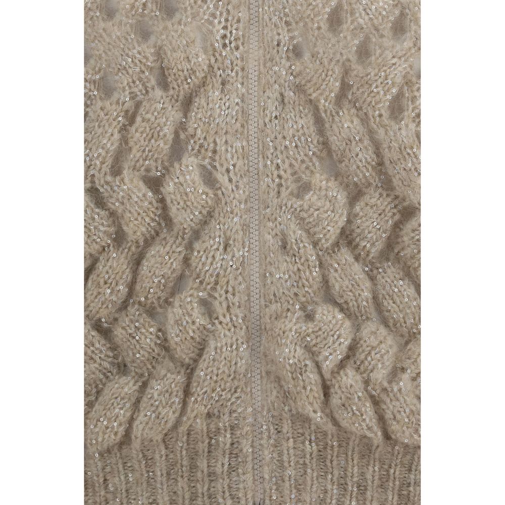 Brunello Cucinelli Beige Mohair Women's Cardigan