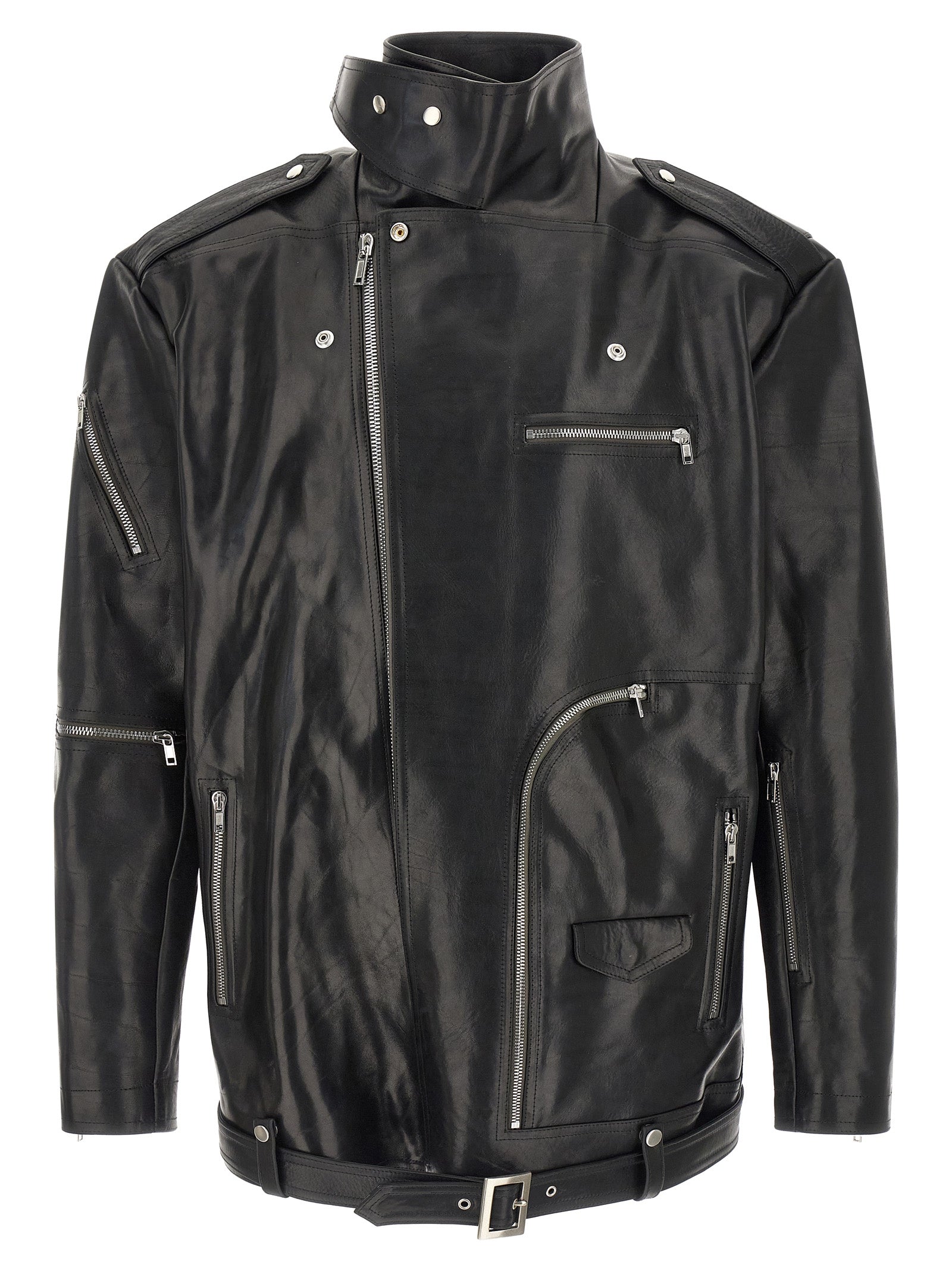 Rick Owens Black Bull Skin Leather Men's Jacket