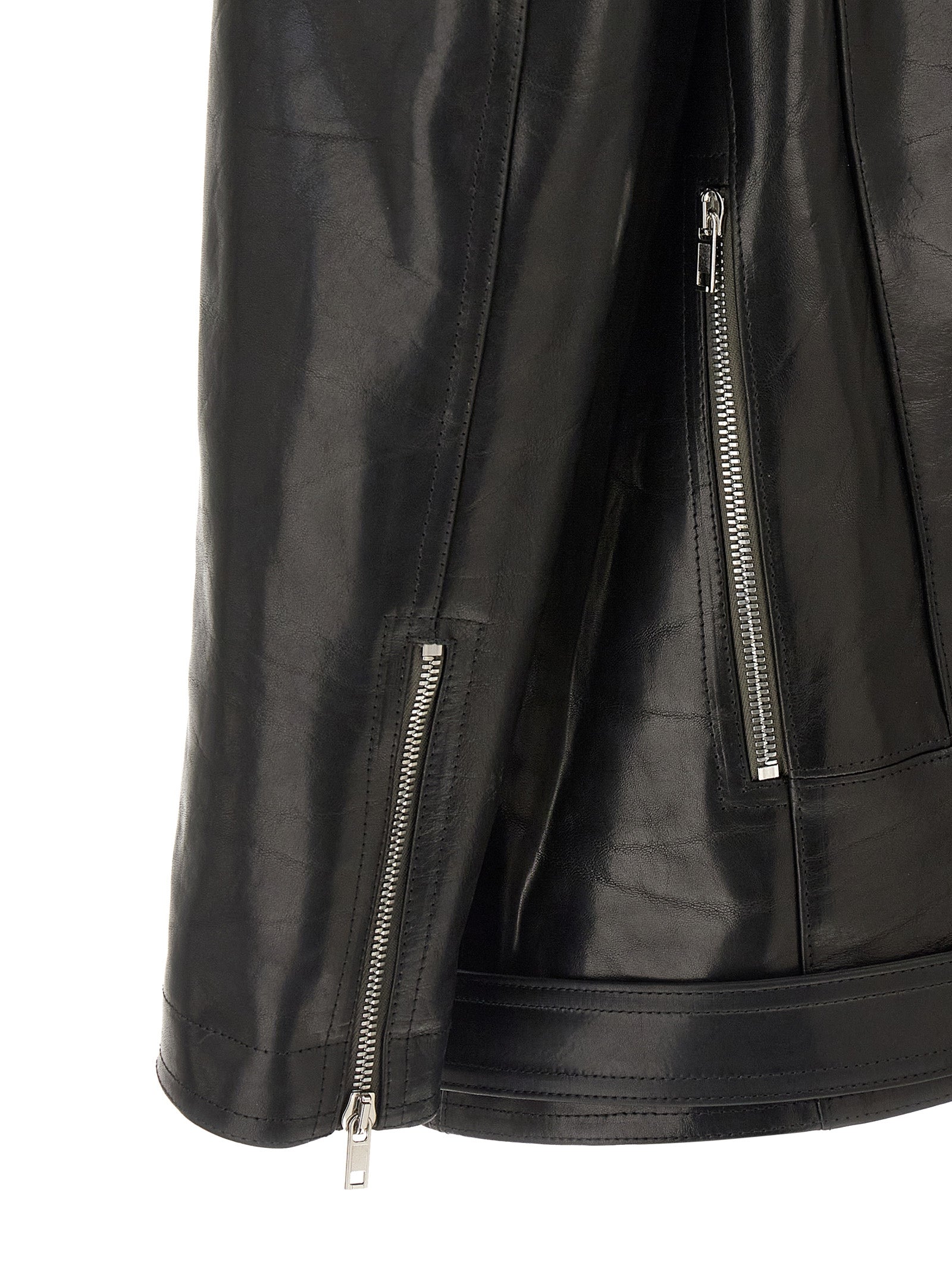 Rick Owens Black Bull Skin Leather Men's Jacket