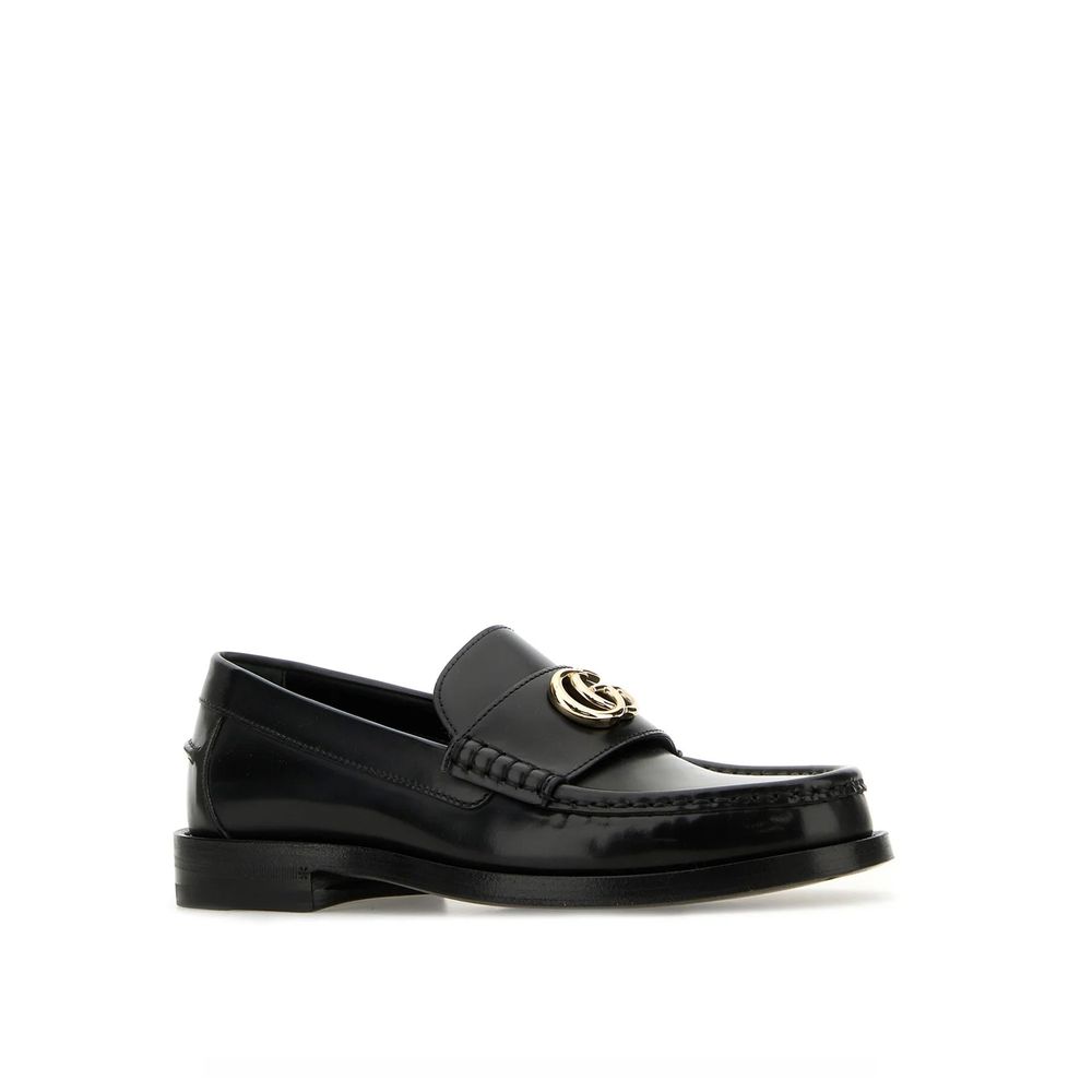 Gucci Black Leather Slip-On Women's Loafers
