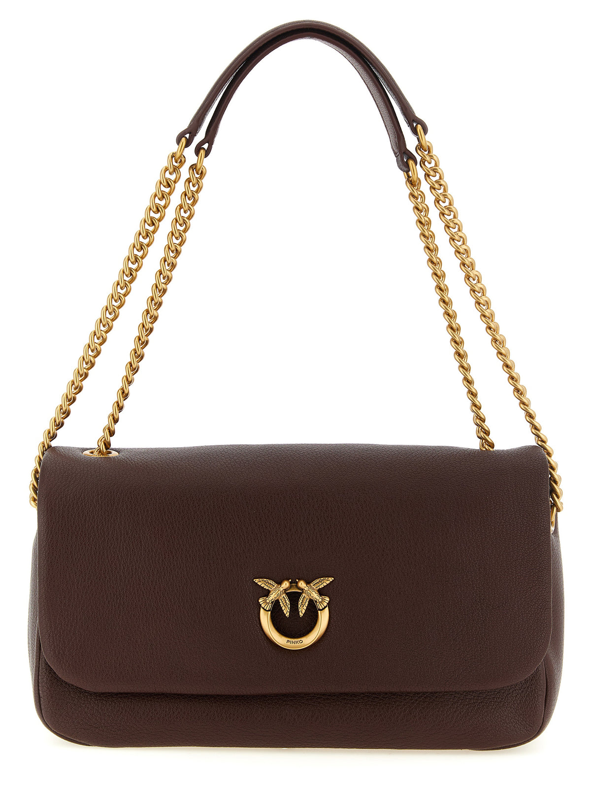 PINKO Brown Lamb Leather Shoulder Women's Bag