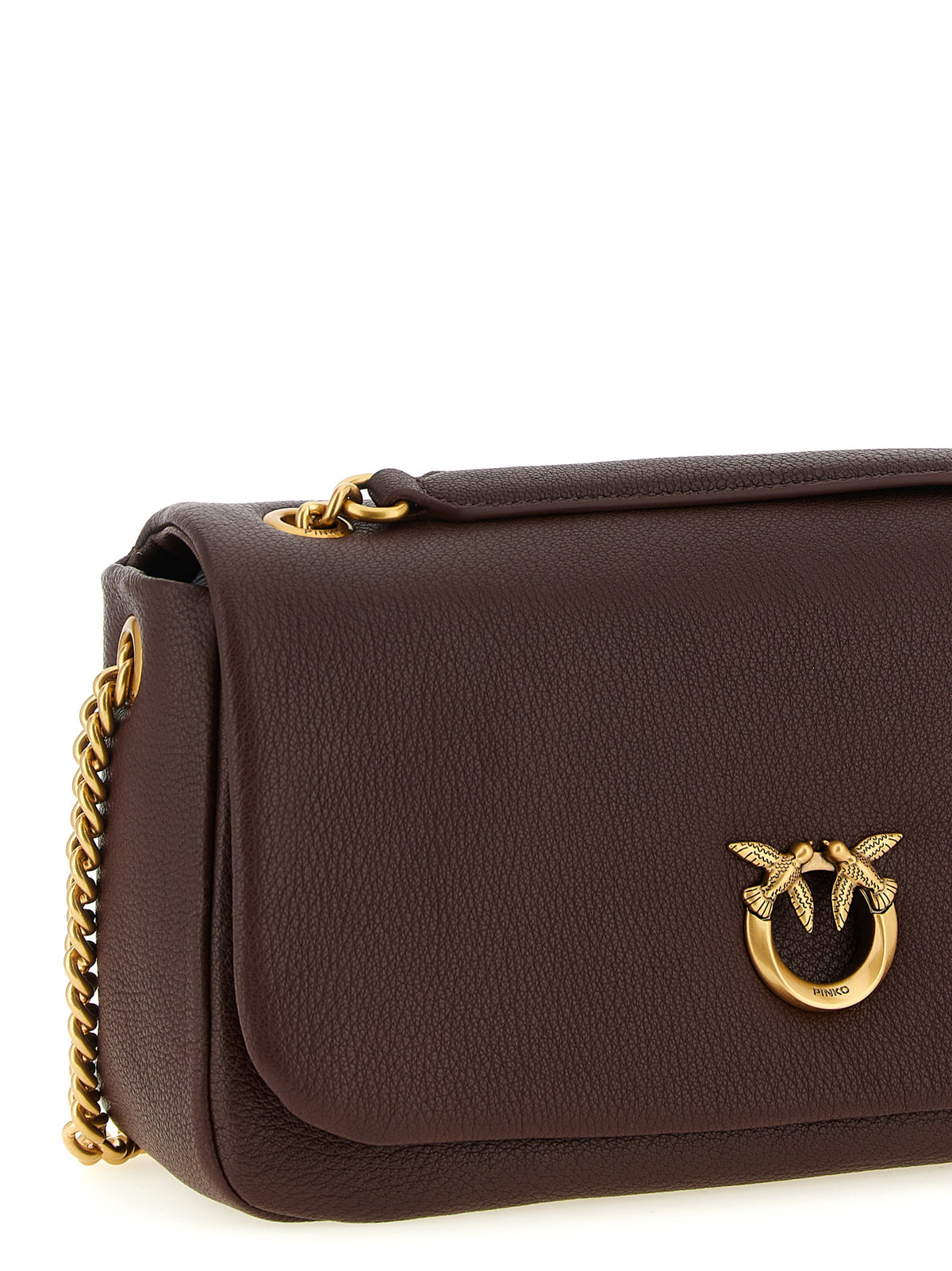 PINKO Brown Lamb Leather Shoulder Women's Bag