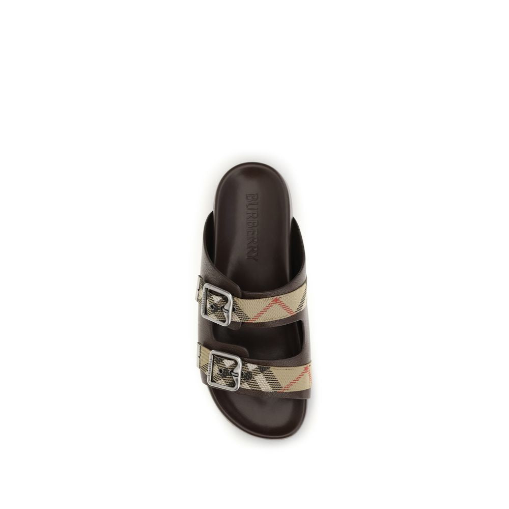 Burberry Brown Goatskin Flat Men's Sandals